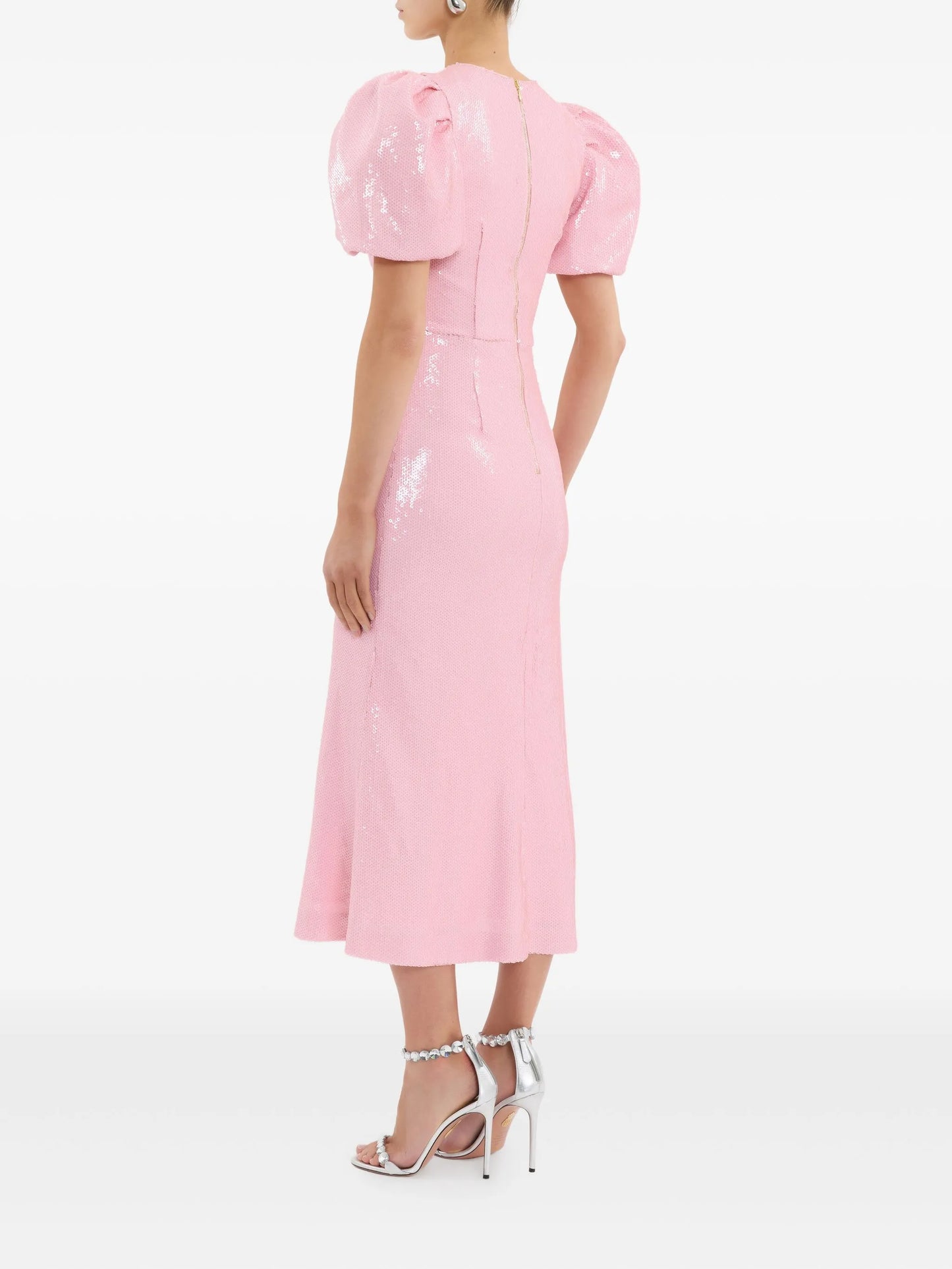 bow puff-sleeve lydia midi dress