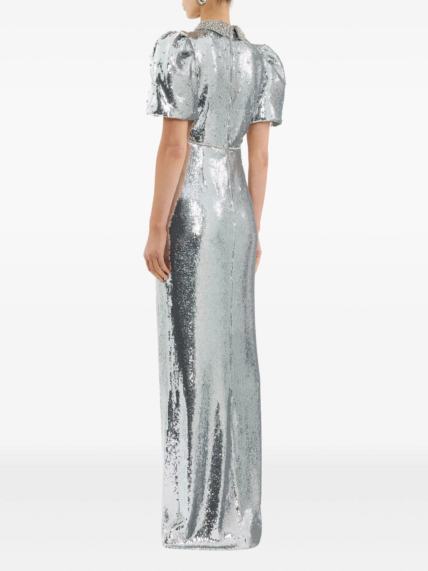 Olympia short-sleeve embellished maxi dress