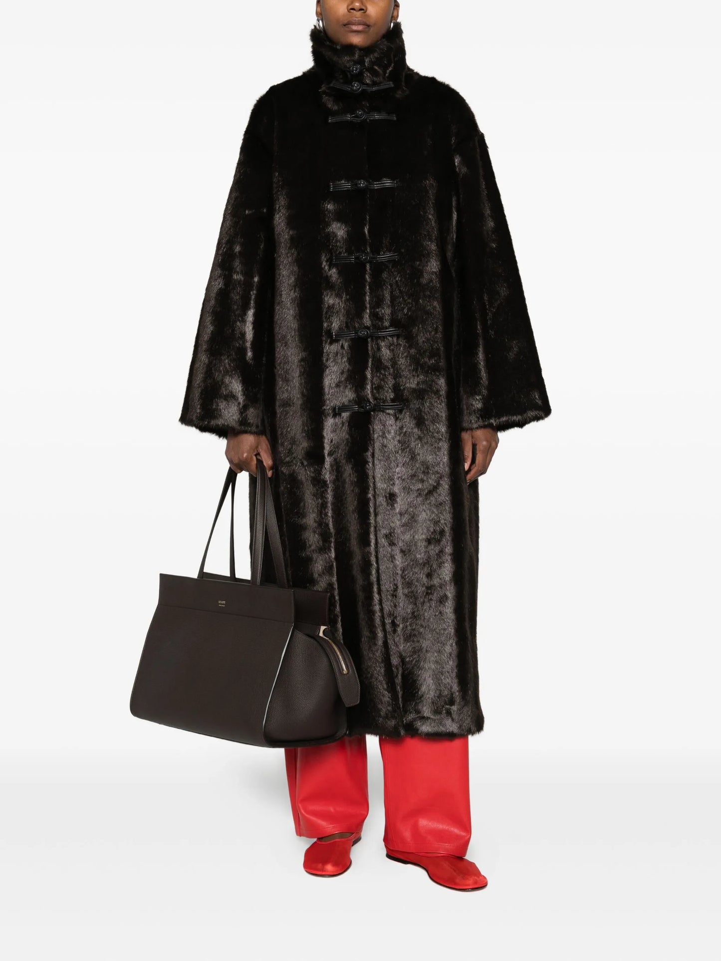 faux-fur buttoned coat