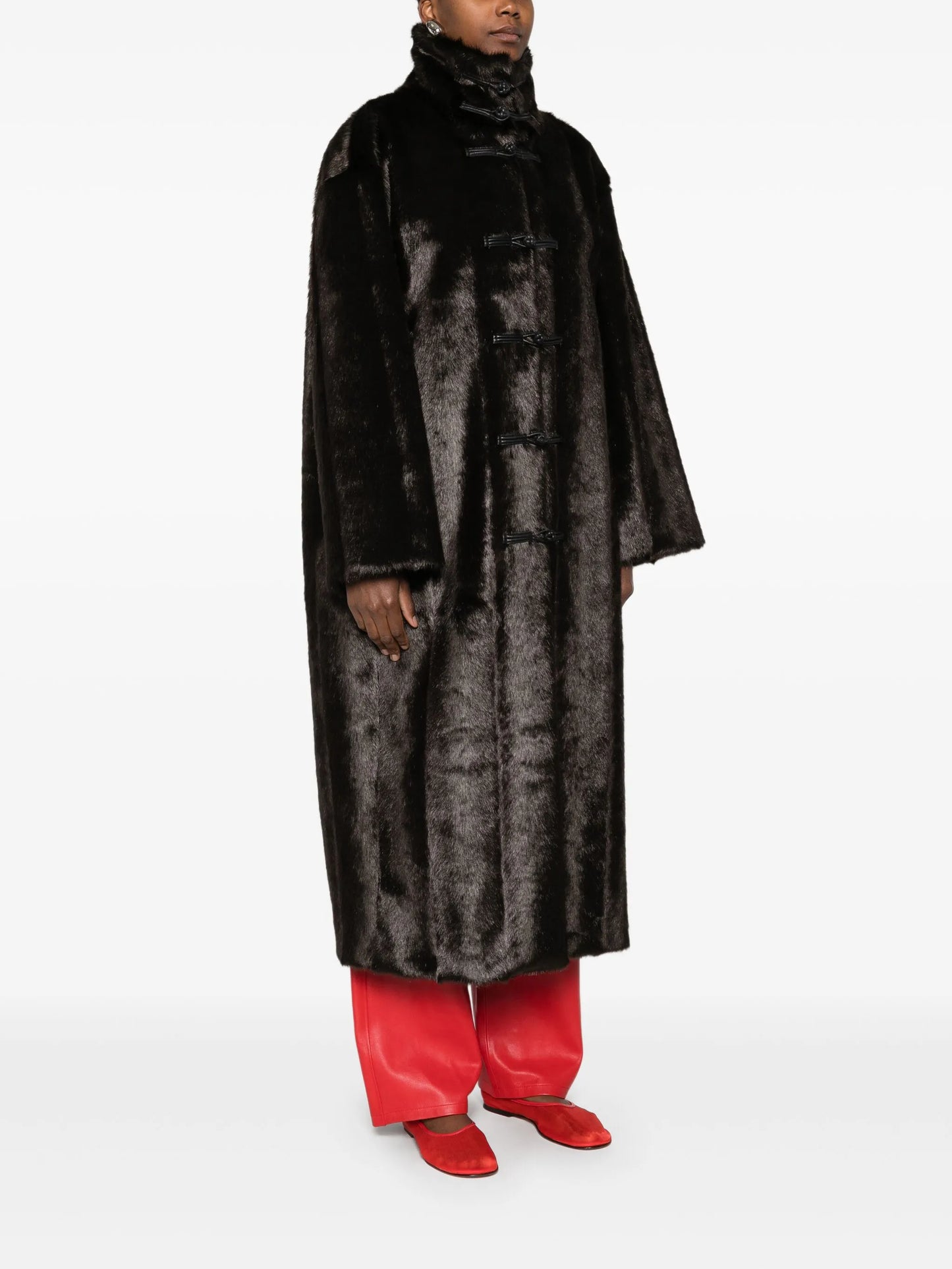 faux-fur buttoned coat