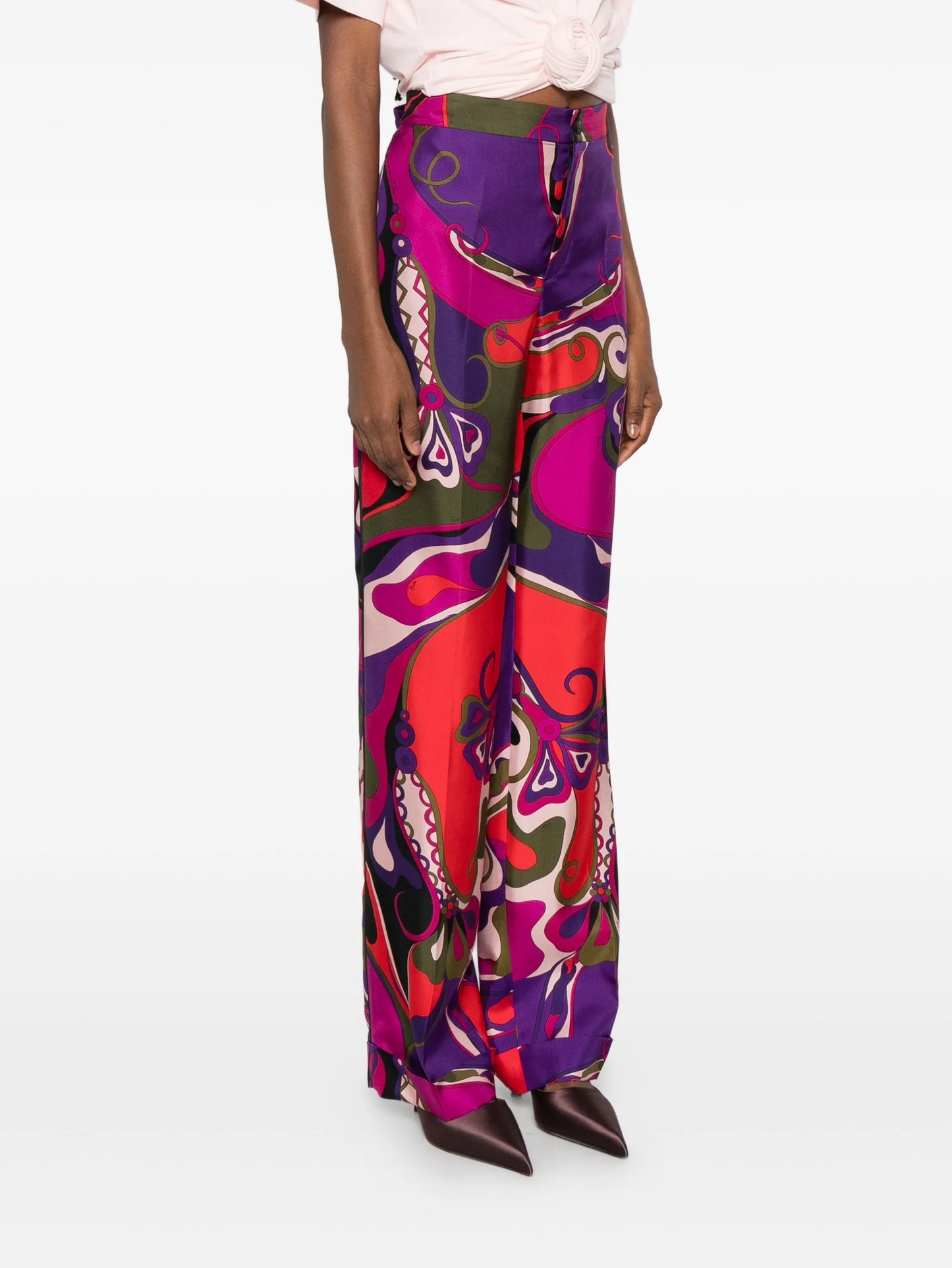 abstract-print trousers