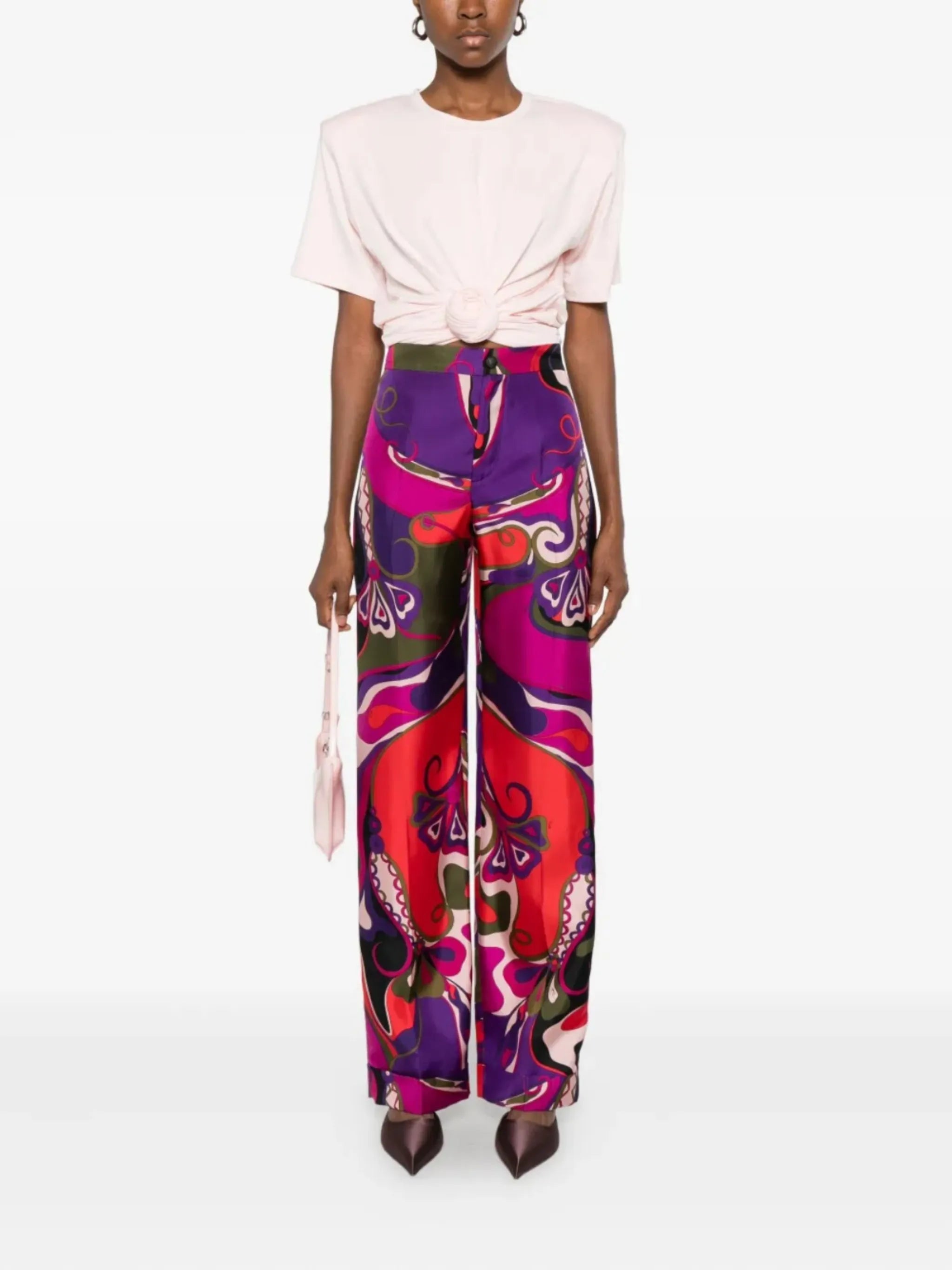 abstract-print trousers