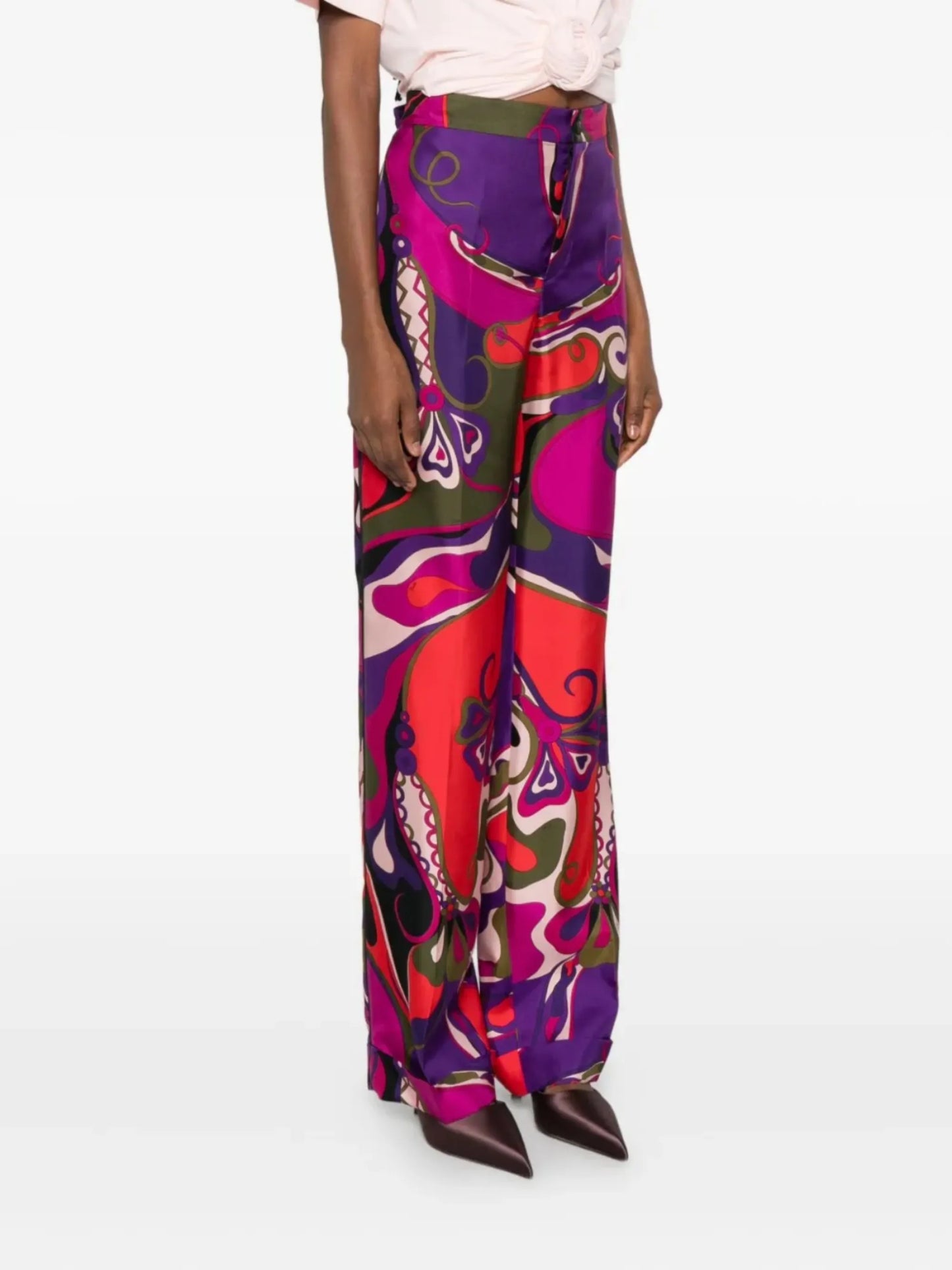 abstract-print trousers