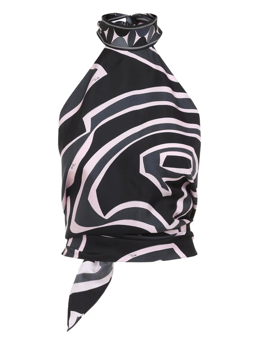 abstract-print halterneck top