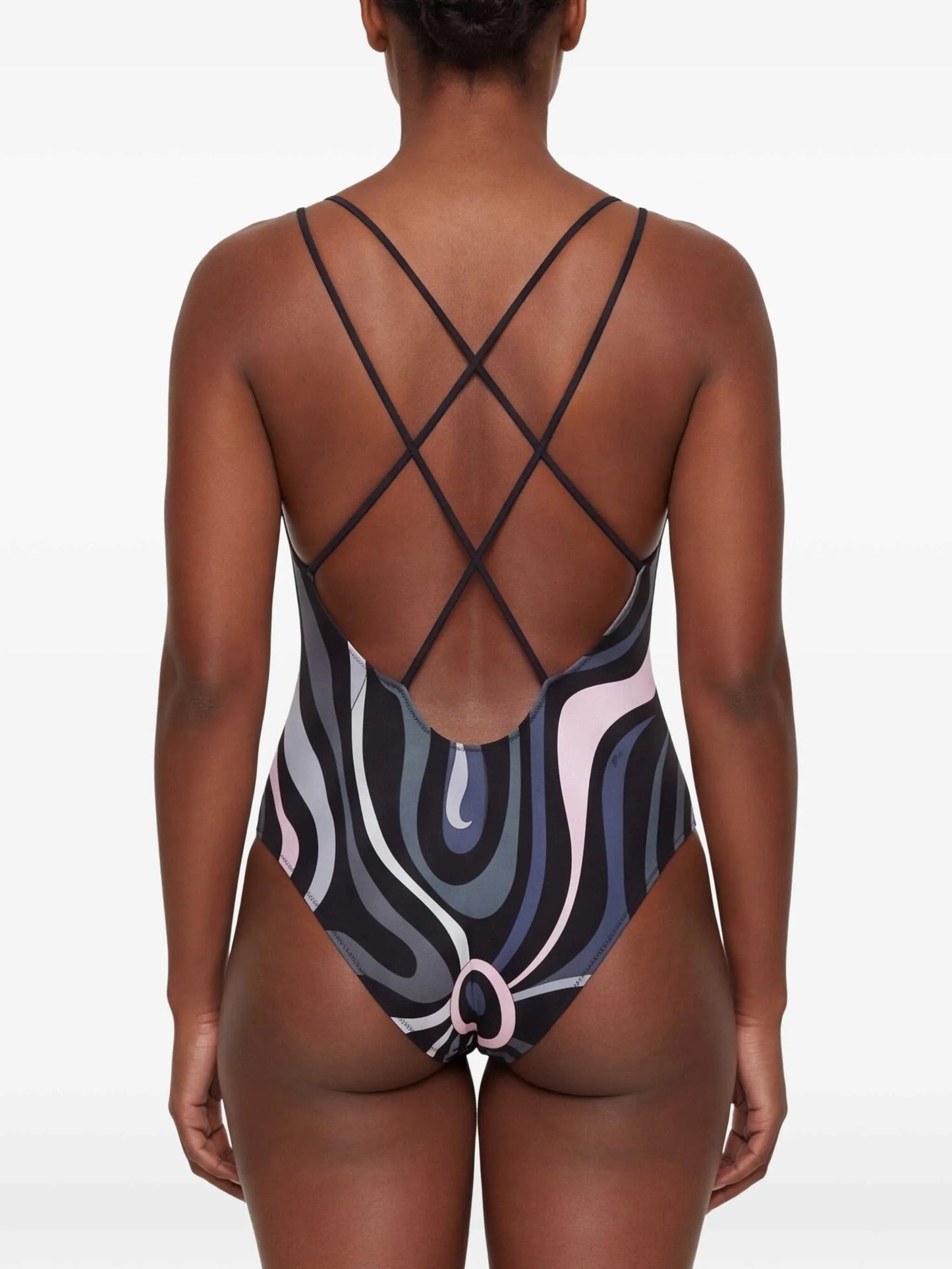 Marmo print V-neck swimsuit