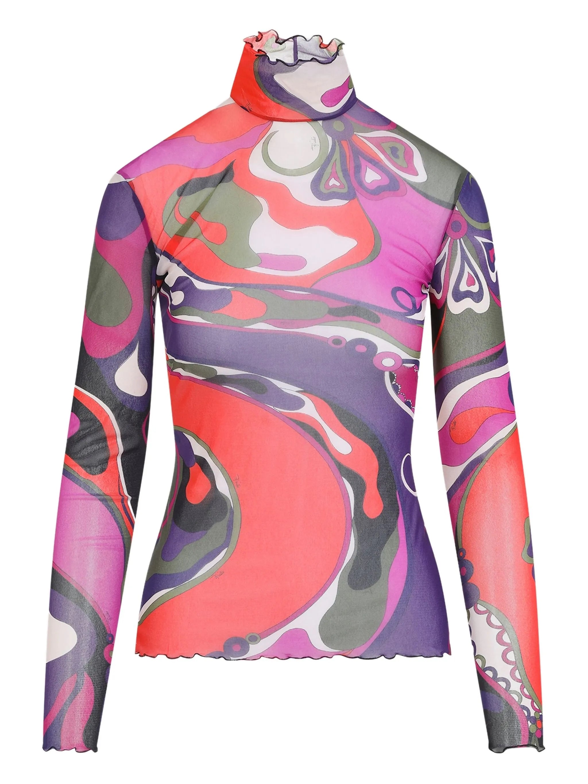 abstract-print turtleneck top
