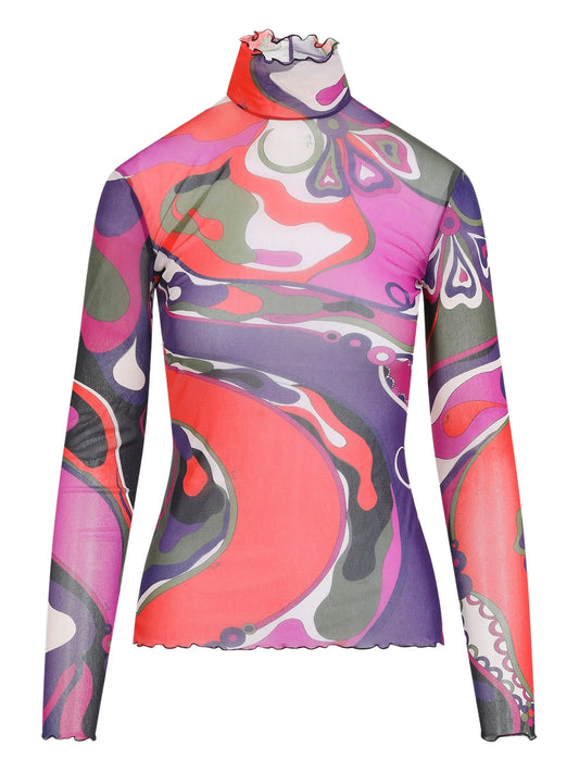 abstract-print turtleneck top
