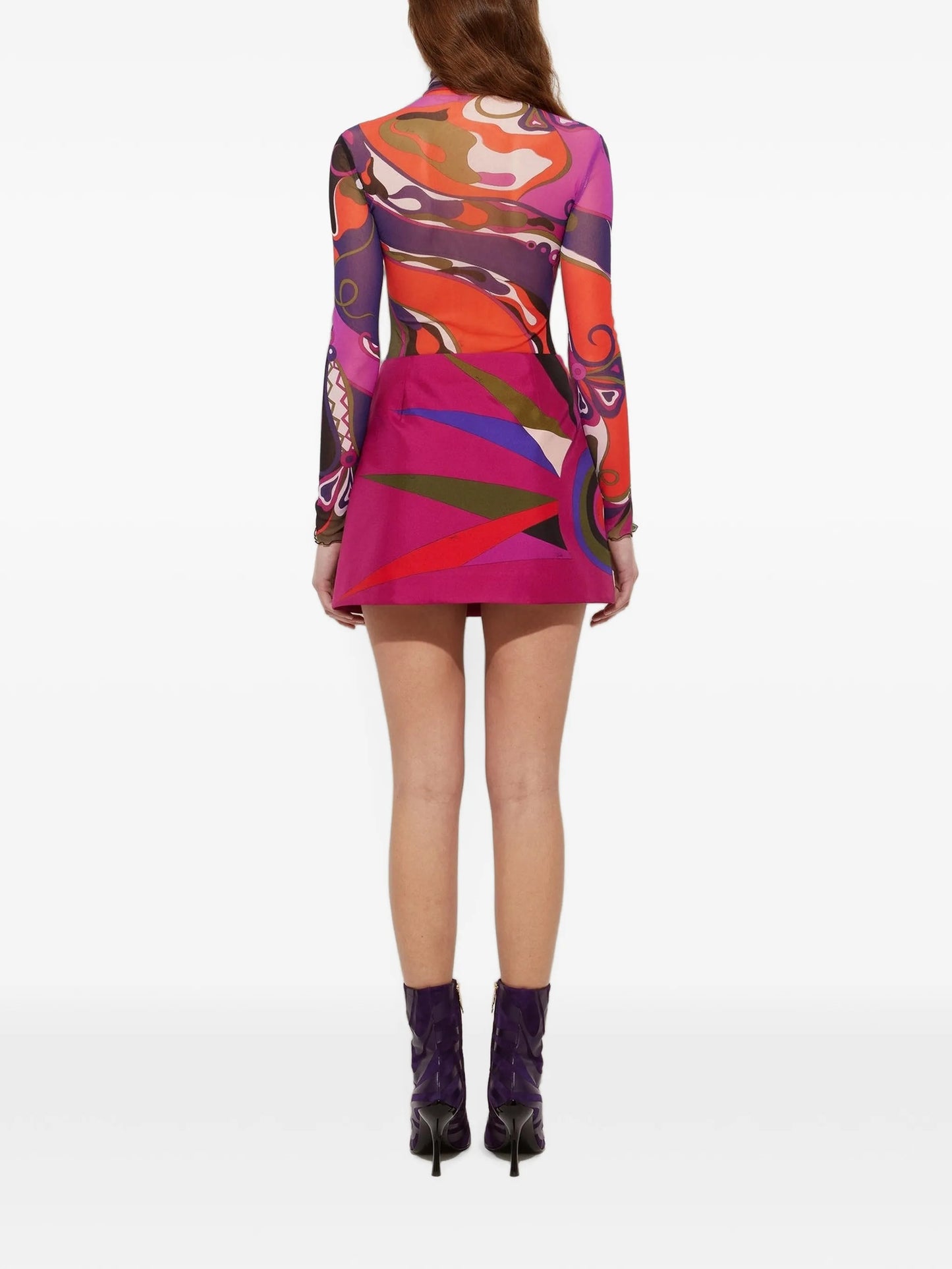 Orchidee-print turtleneck top