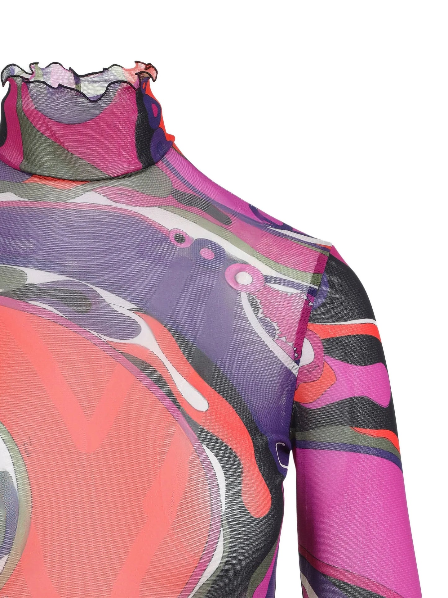swirl-print turtleneck dress