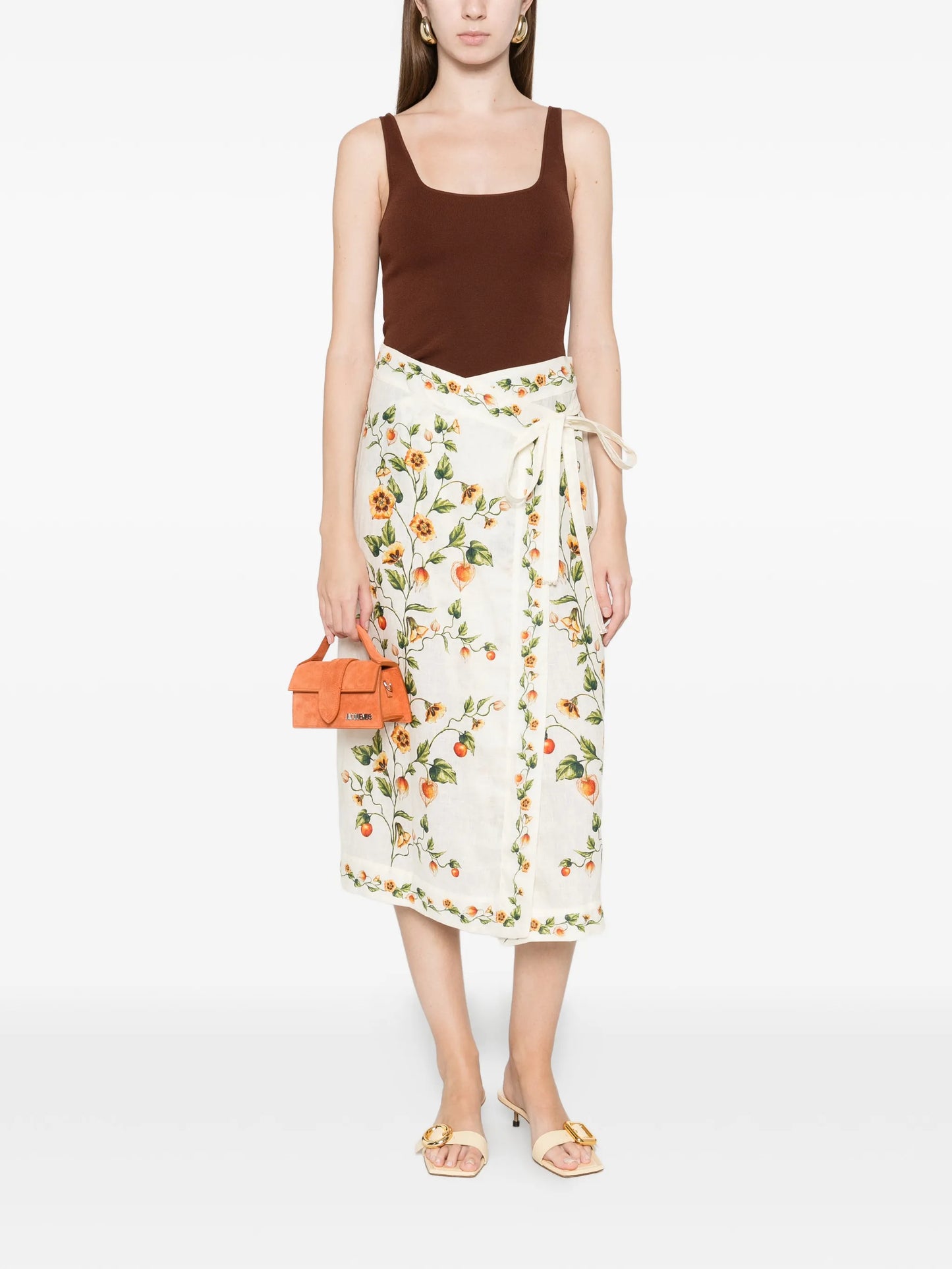 Pareo floral pencil midi skirt