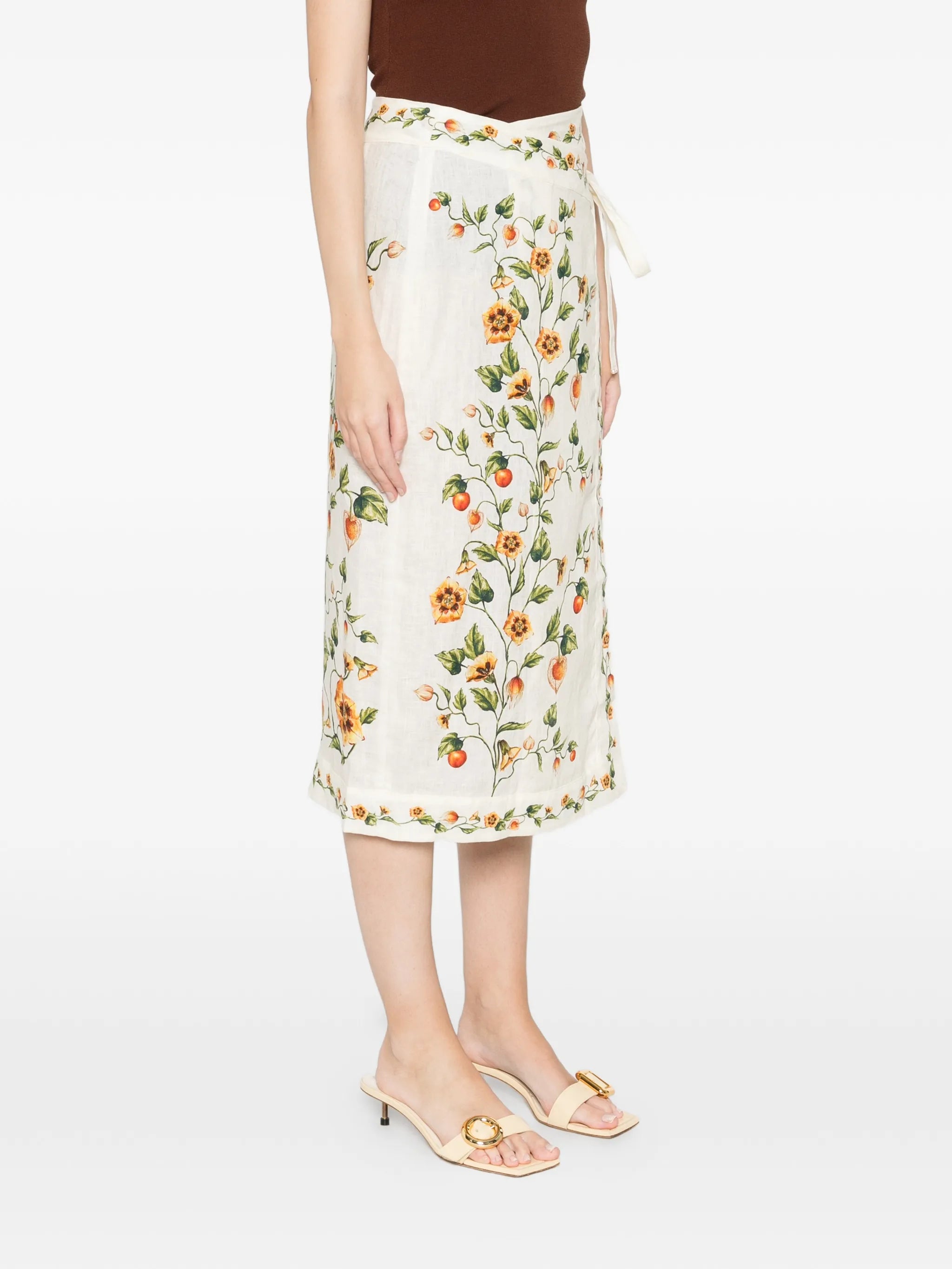 Pareo floral pencil midi skirt
