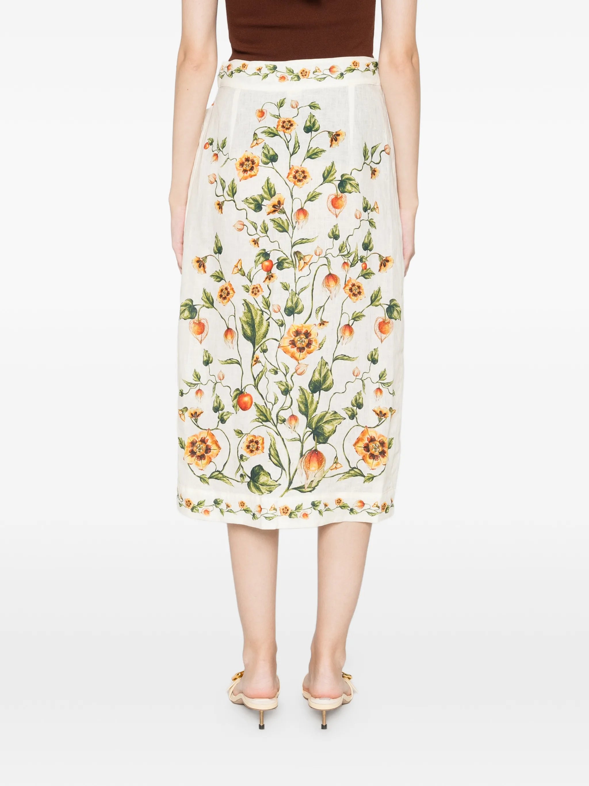 Pareo floral pencil midi skirt