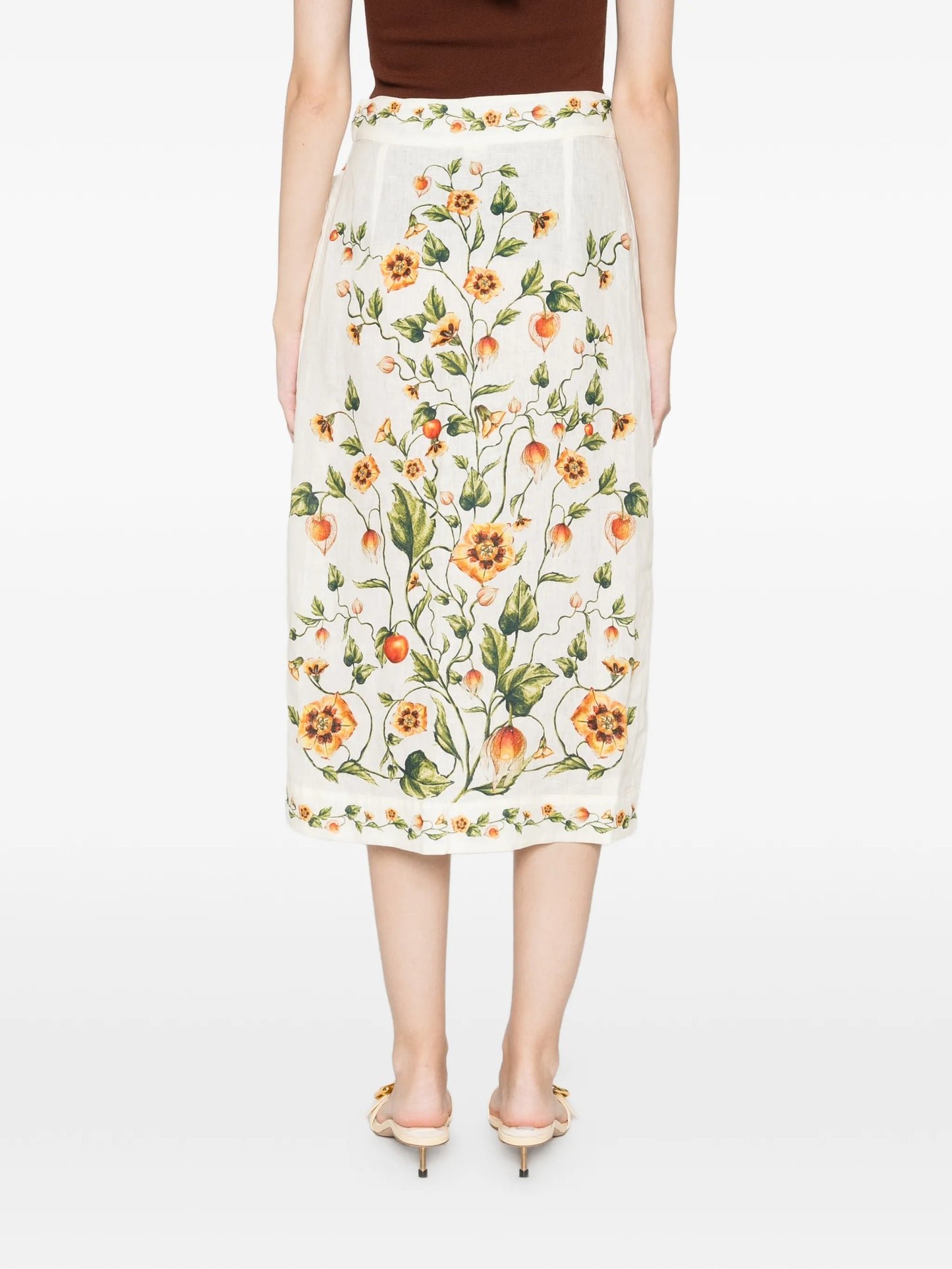 Pareo floral pencil midi skirt
