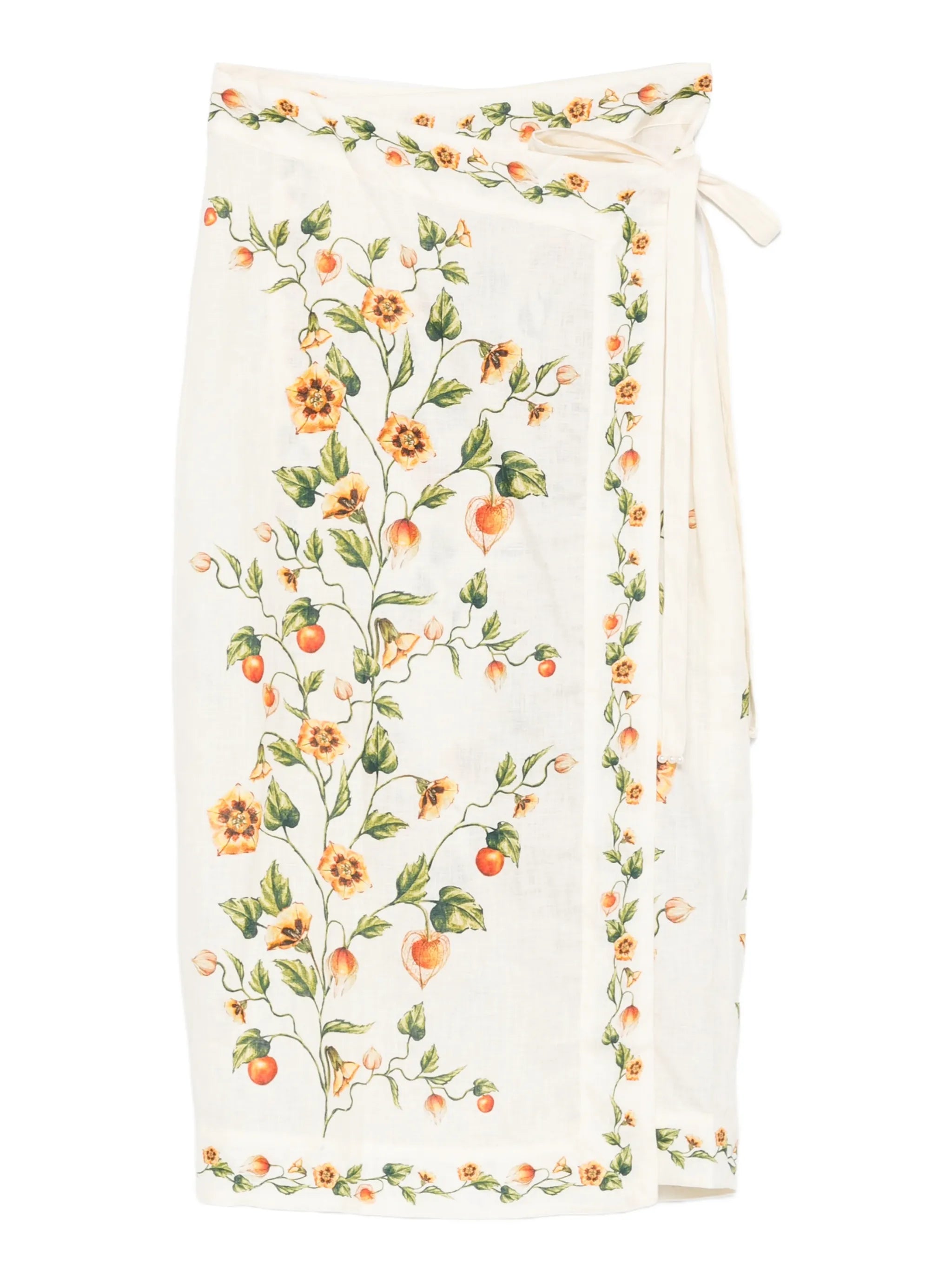 Pareo floral pencil midi skirt
