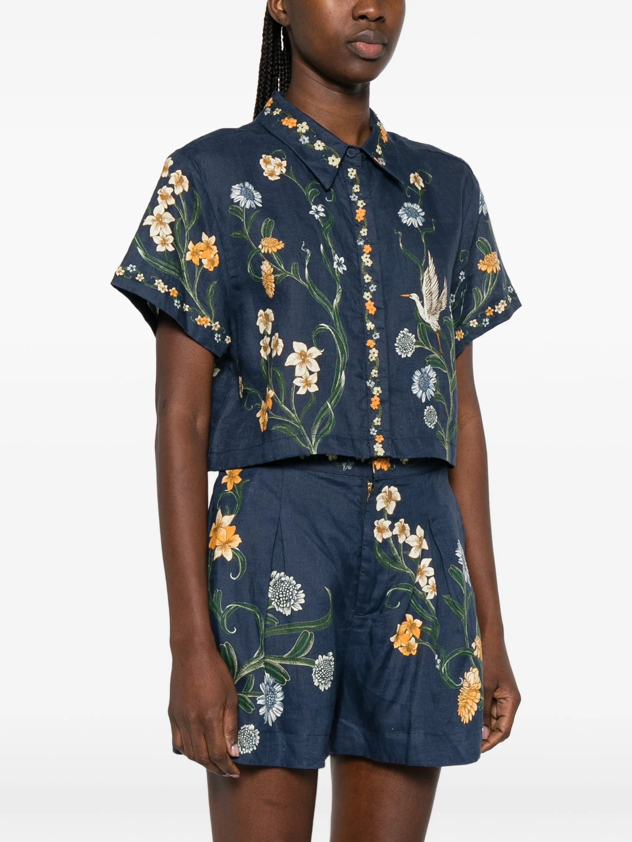 Virtuosa floral cropped shirt