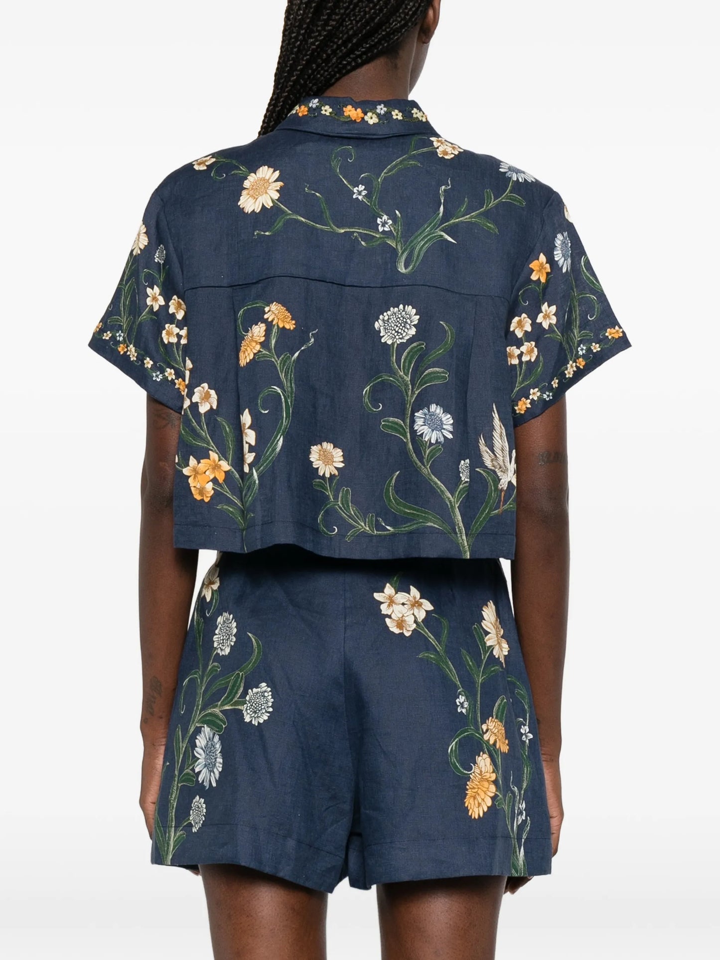 Virtuosa floral cropped shirt