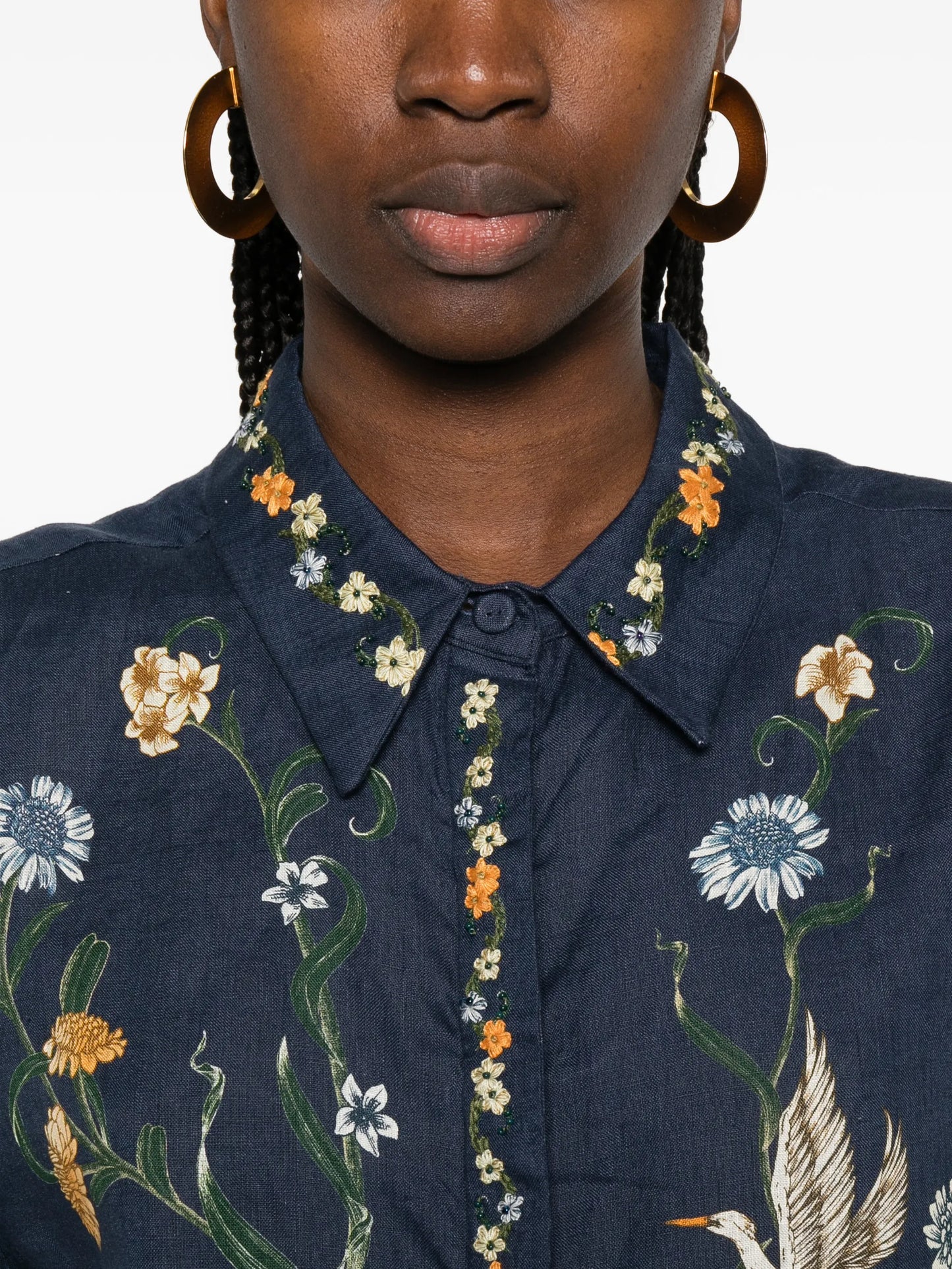 Virtuosa floral cropped shirt