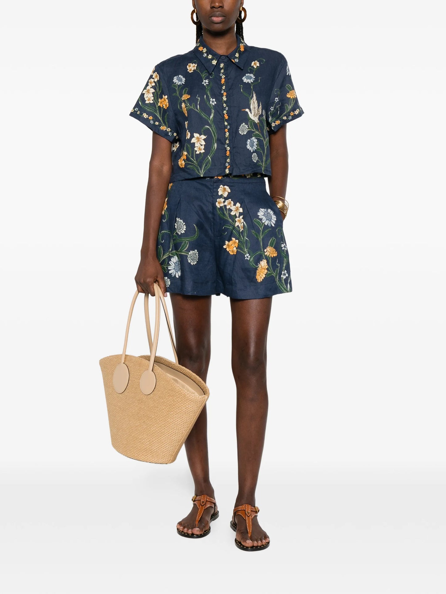 Virtuosa floral cropped shirt