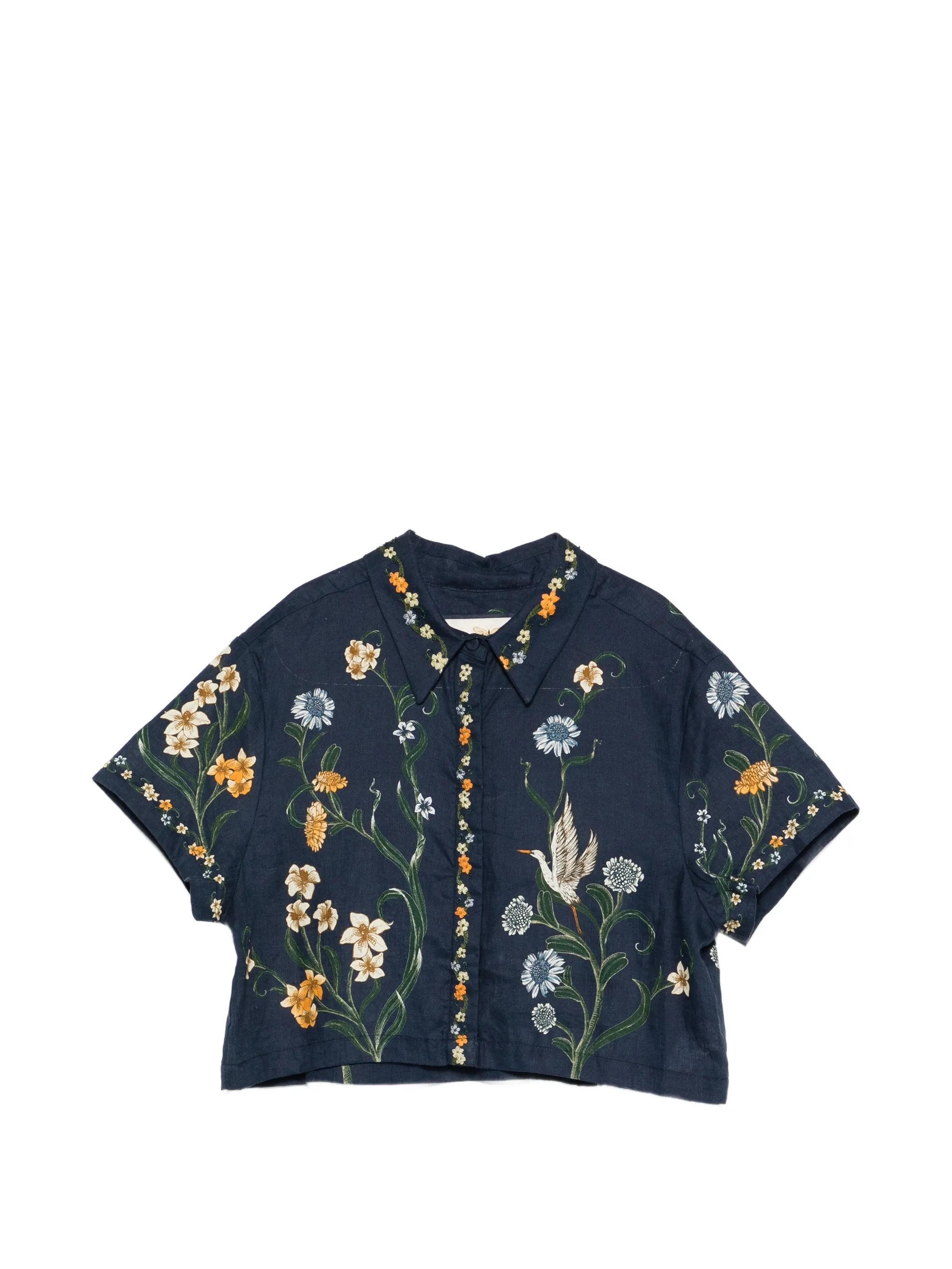 Virtuosa floral cropped shirt