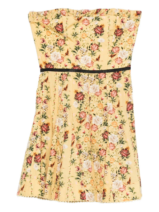 floral strapless mini dress