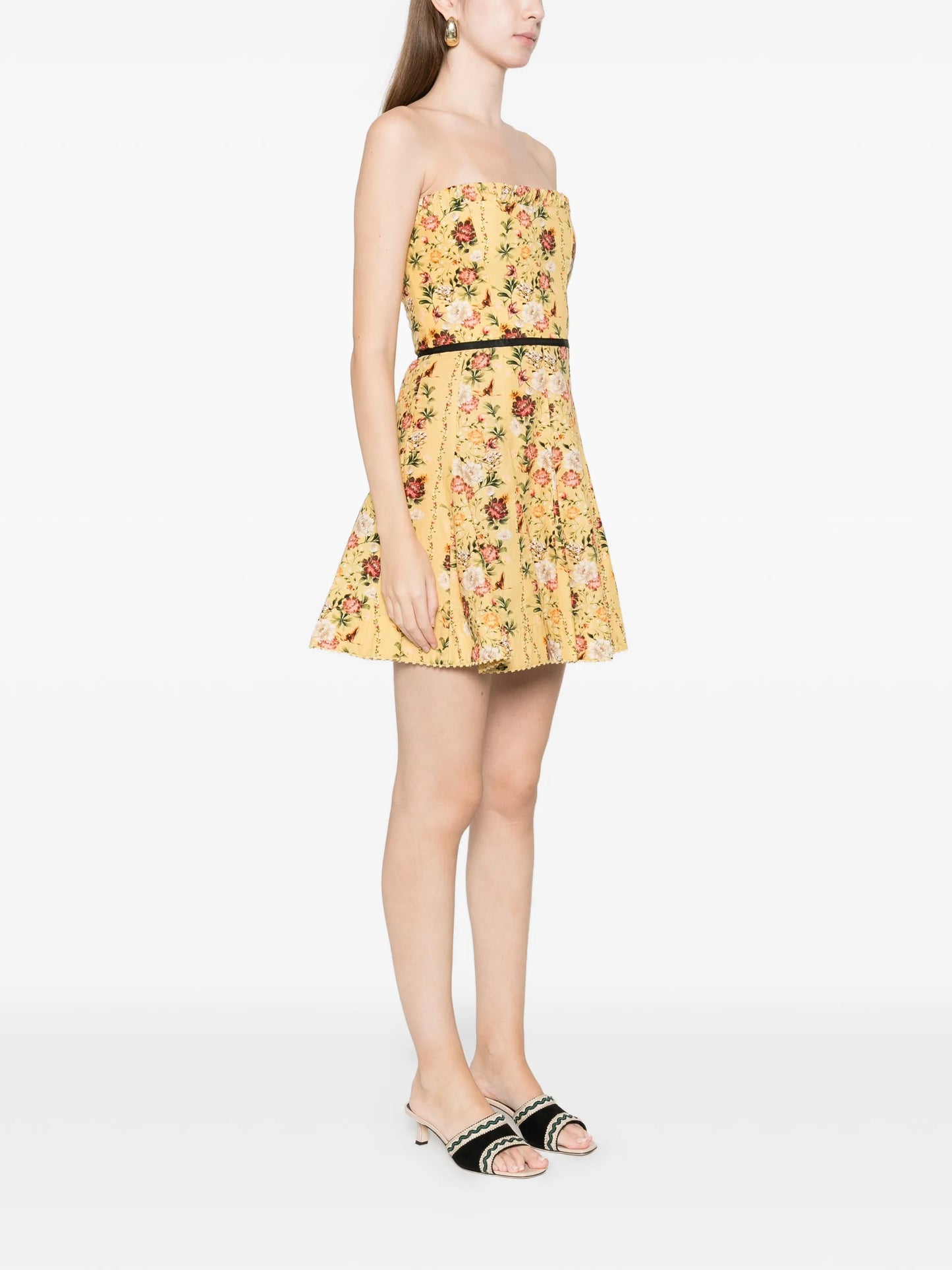 floral strapless mini dress