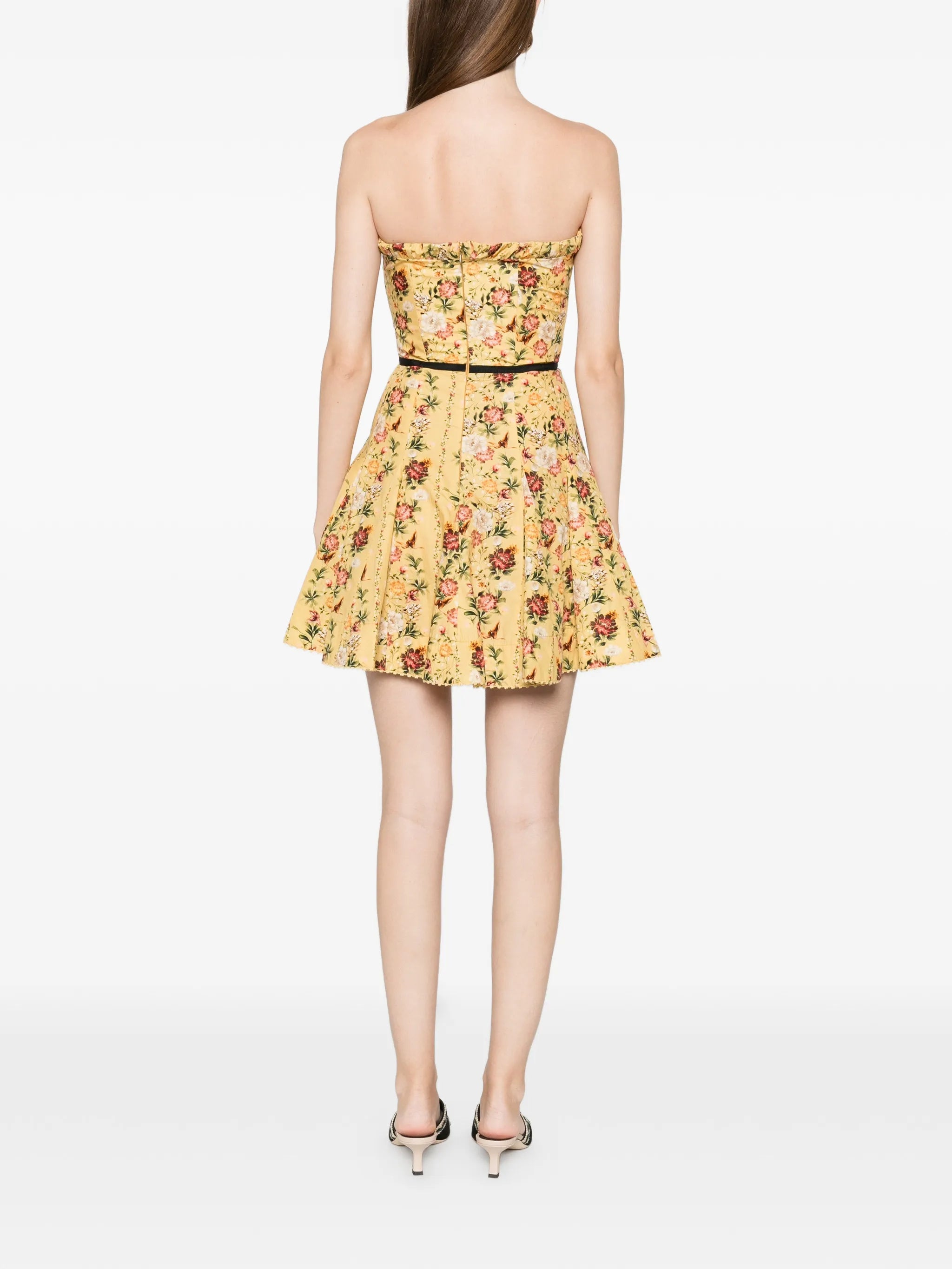 floral strapless mini dress