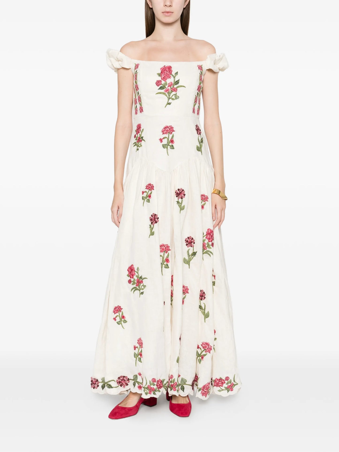 Siembra Quebrada floral-pattern off-shoulder dress