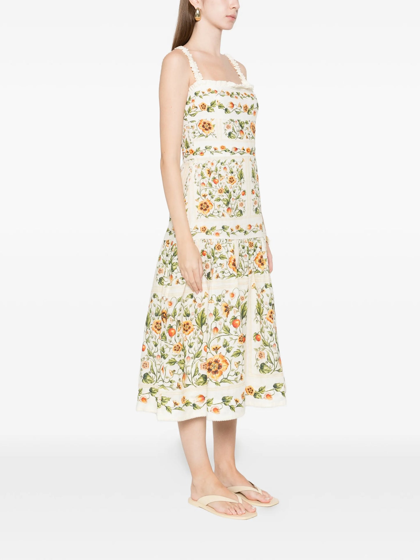 Nispero Uchuva strappy floral midi dress