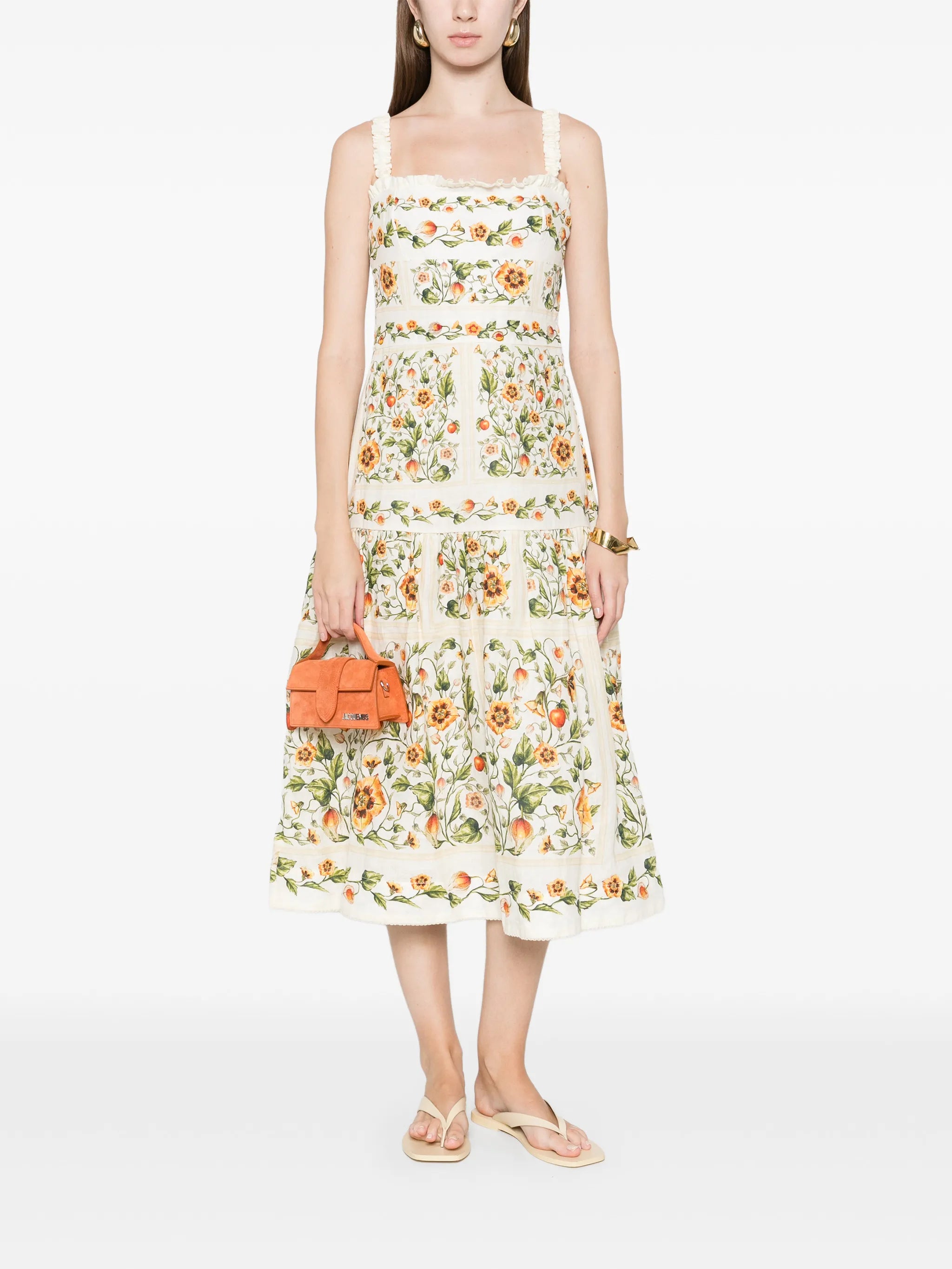 Nispero Uchuva strappy floral midi dress