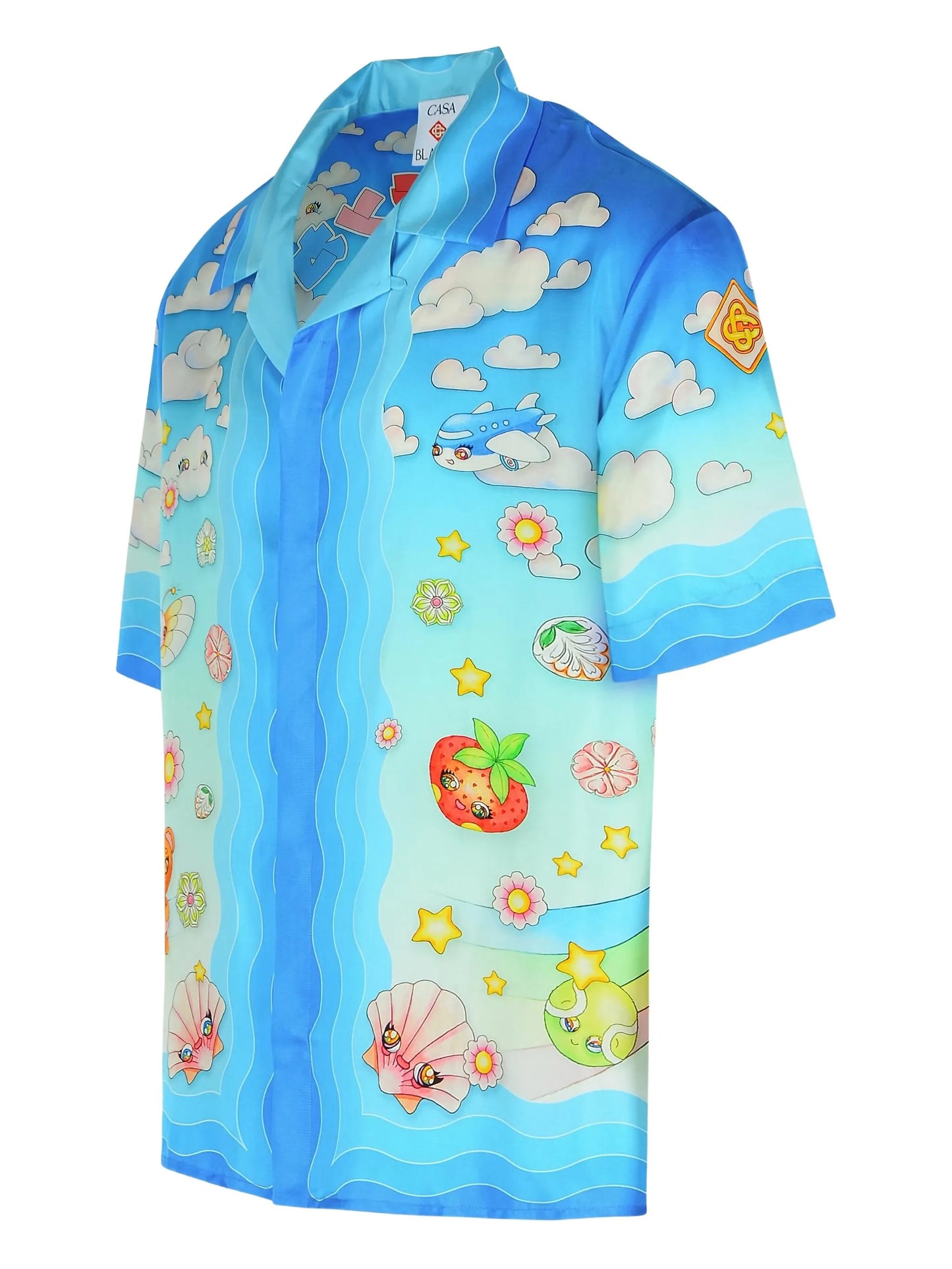 graphic-pattern silk shirt