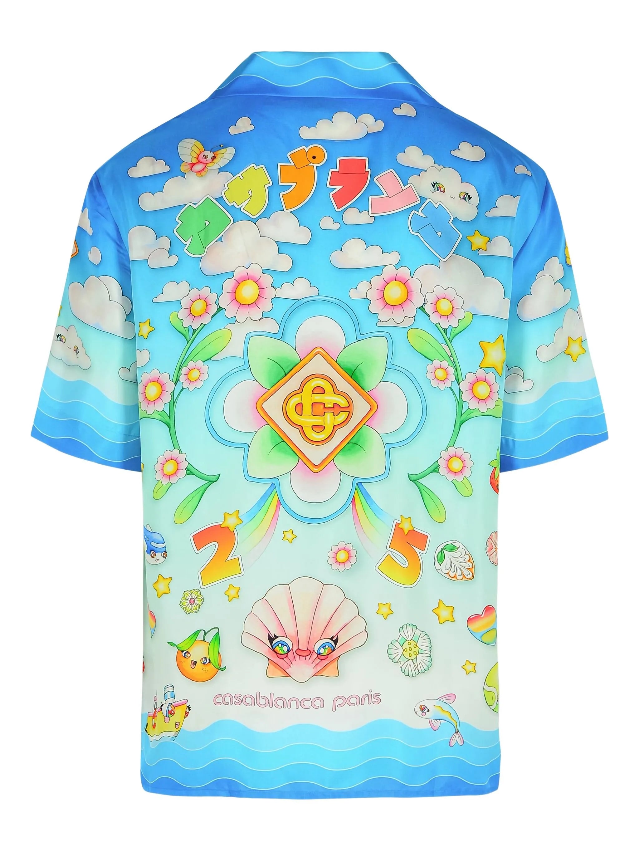 graphic-pattern silk shirt