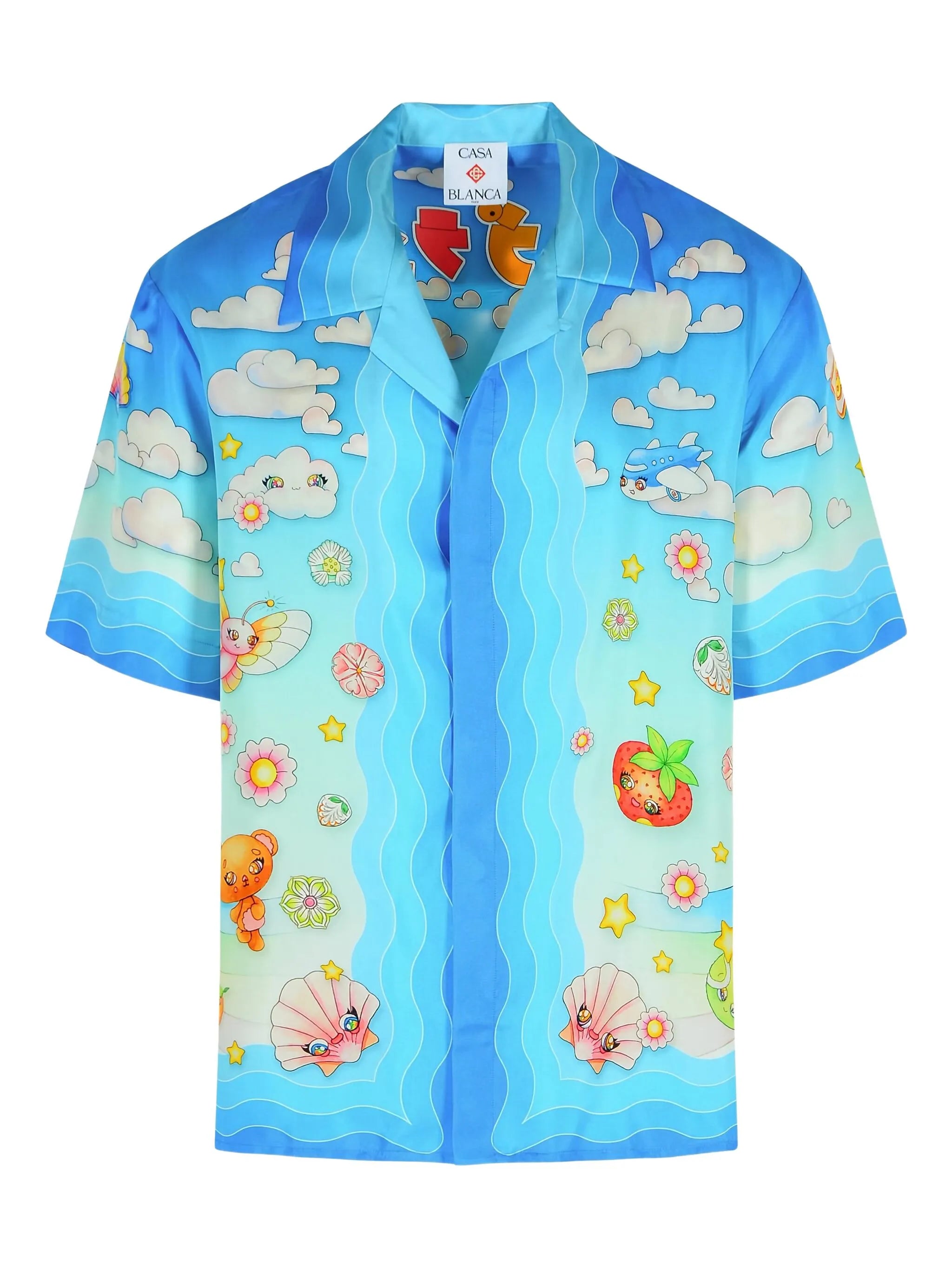 graphic-pattern silk shirt