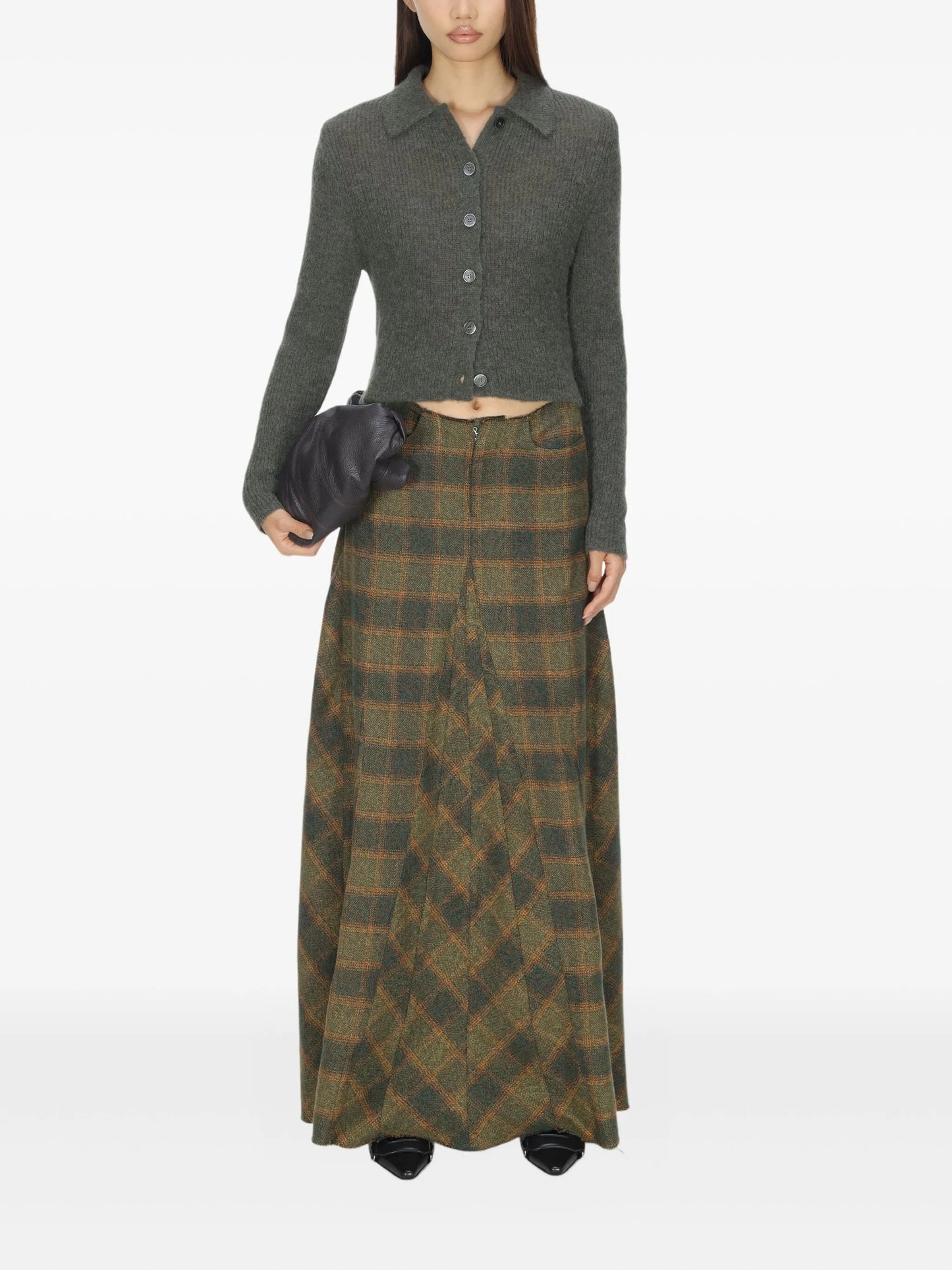 check-pattern pleated skirt