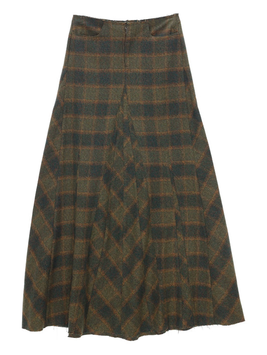 check-pattern pleated skirt