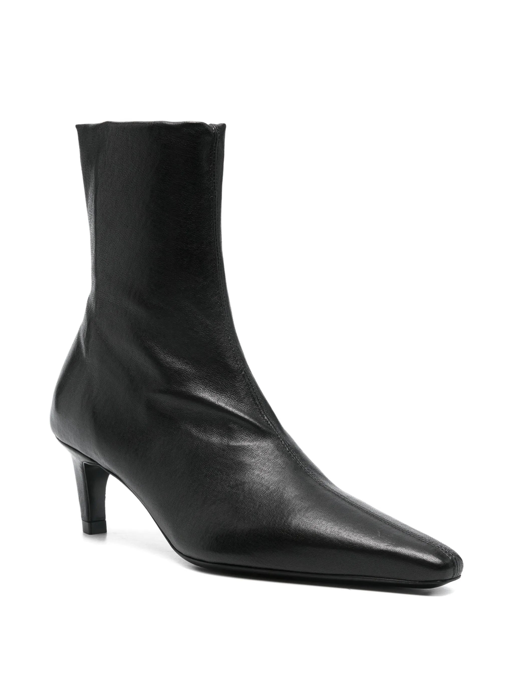 pointed-toe leather boots