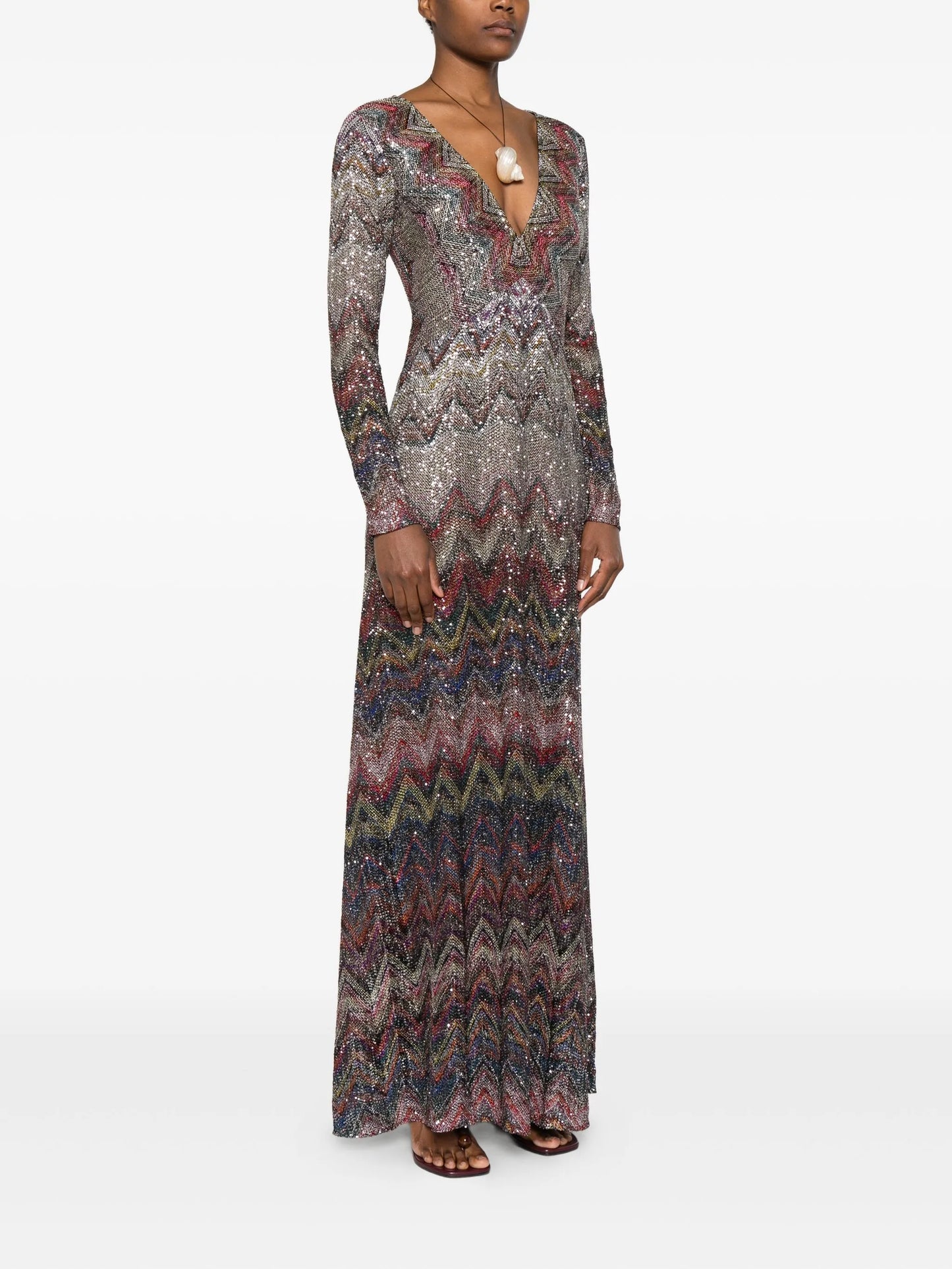 zigzag-woven midi dress