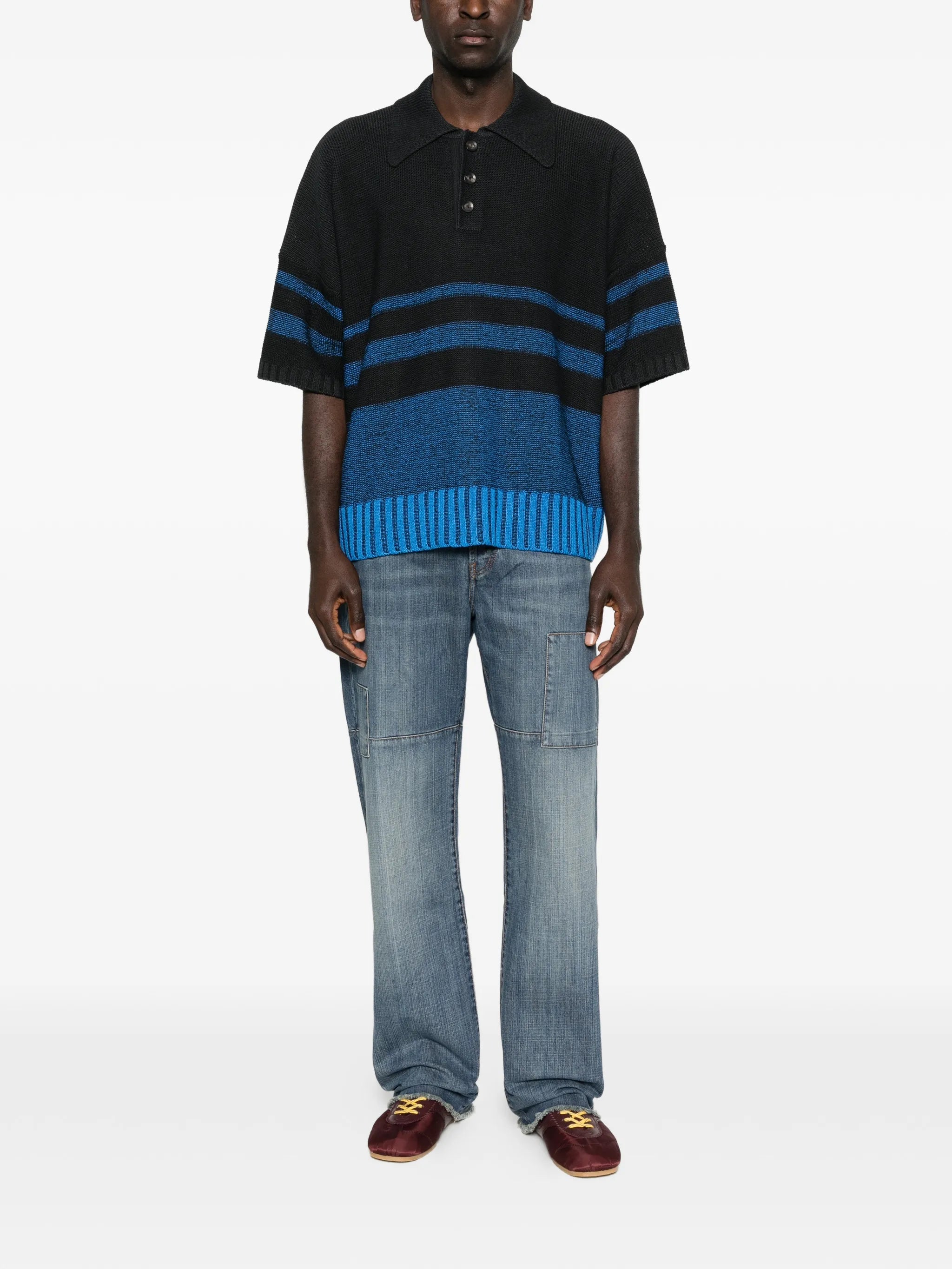 Calm knit top polo shirt