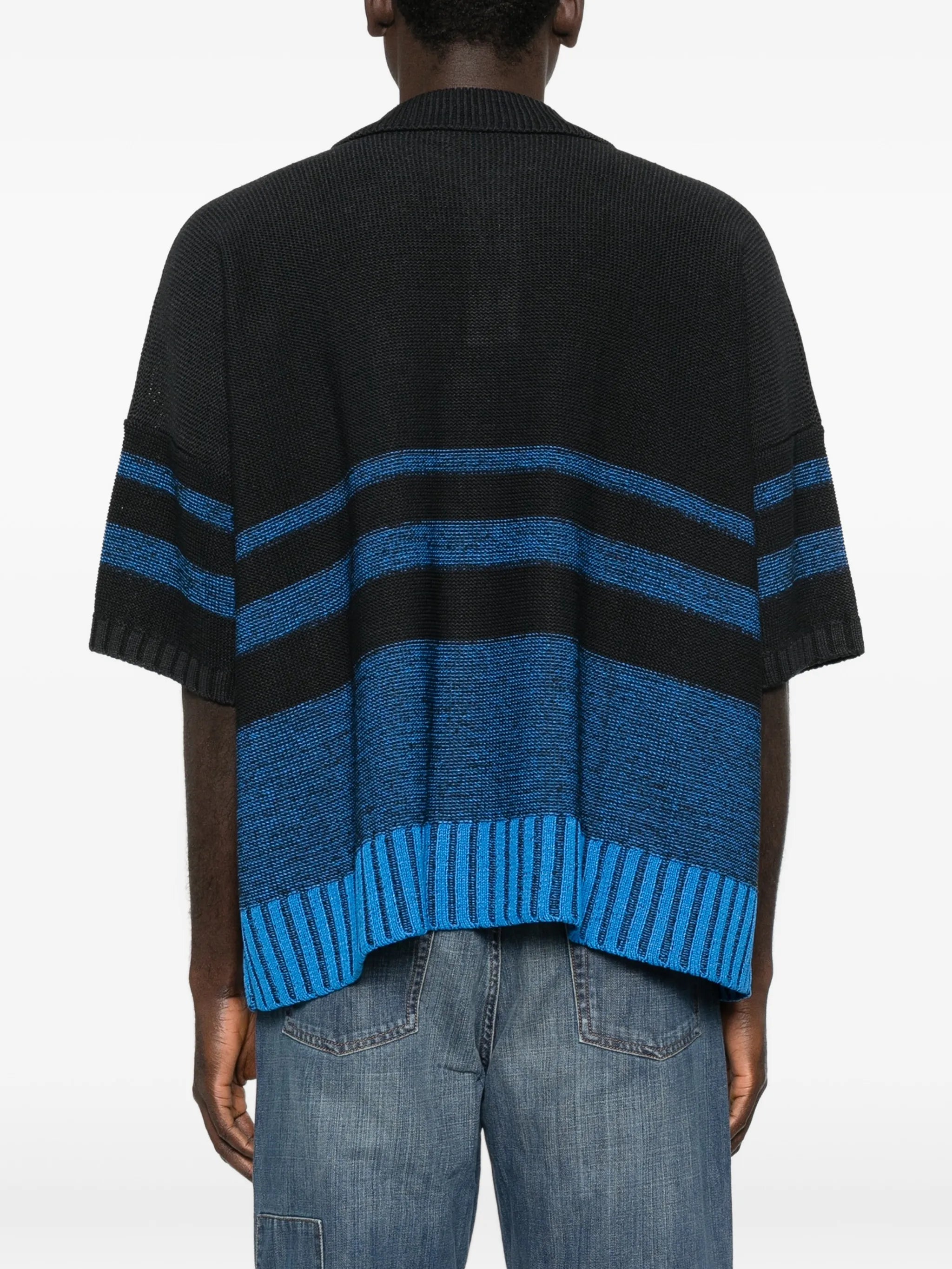 stripe button knit top