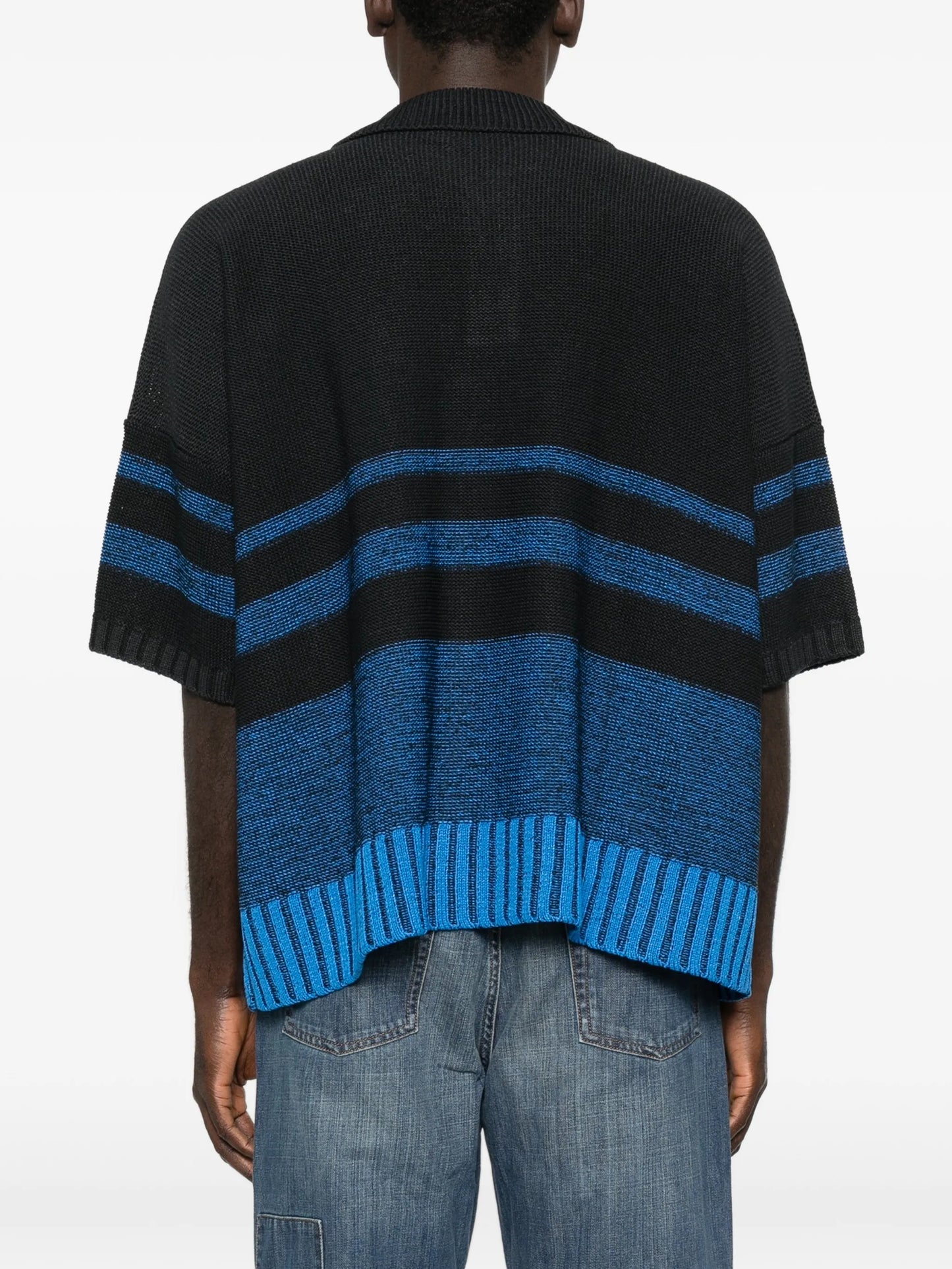 stripe button knit top