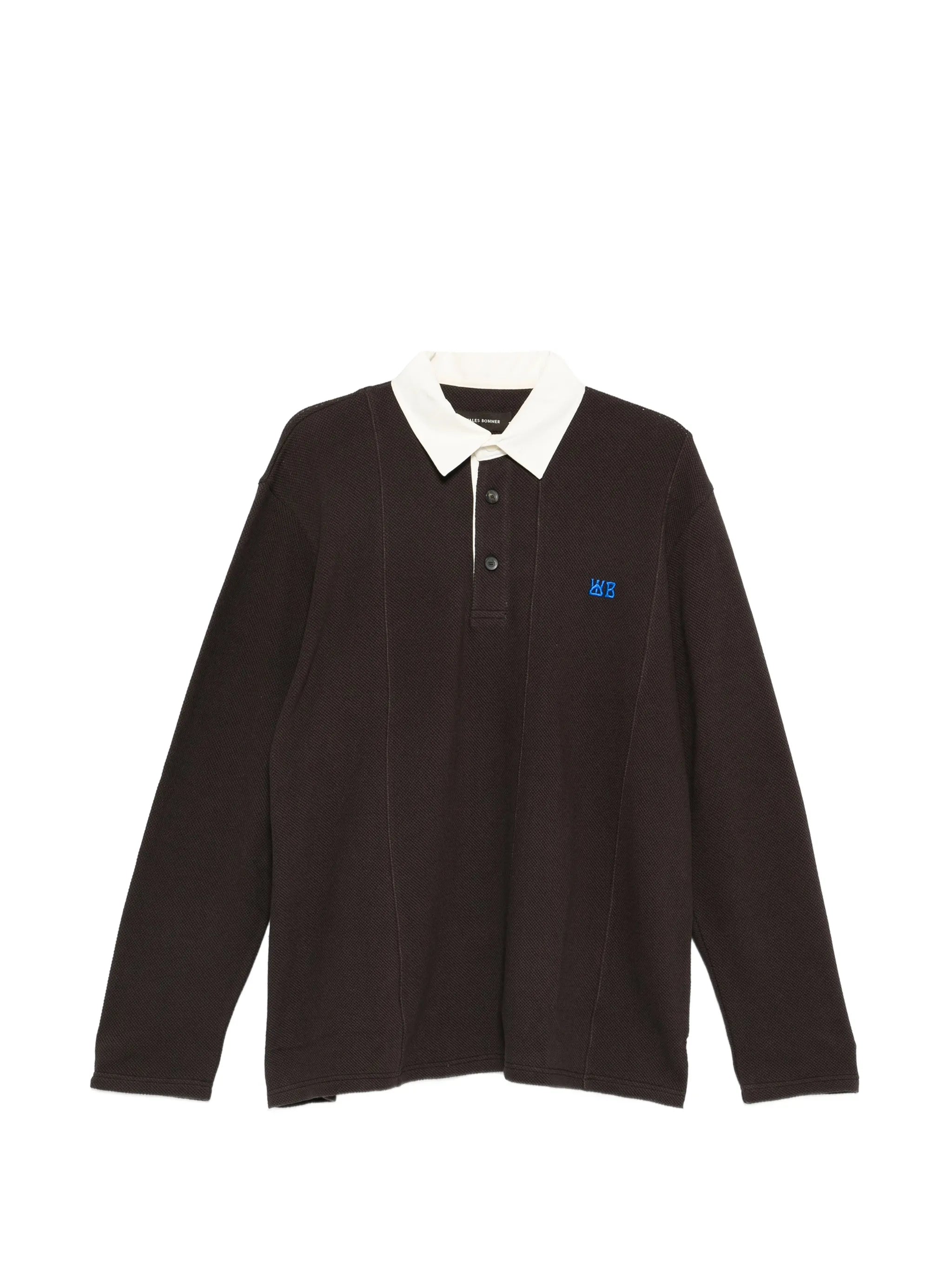 pique long-sleeve polo shirt