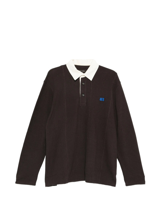 pique long-sleeve polo shirt