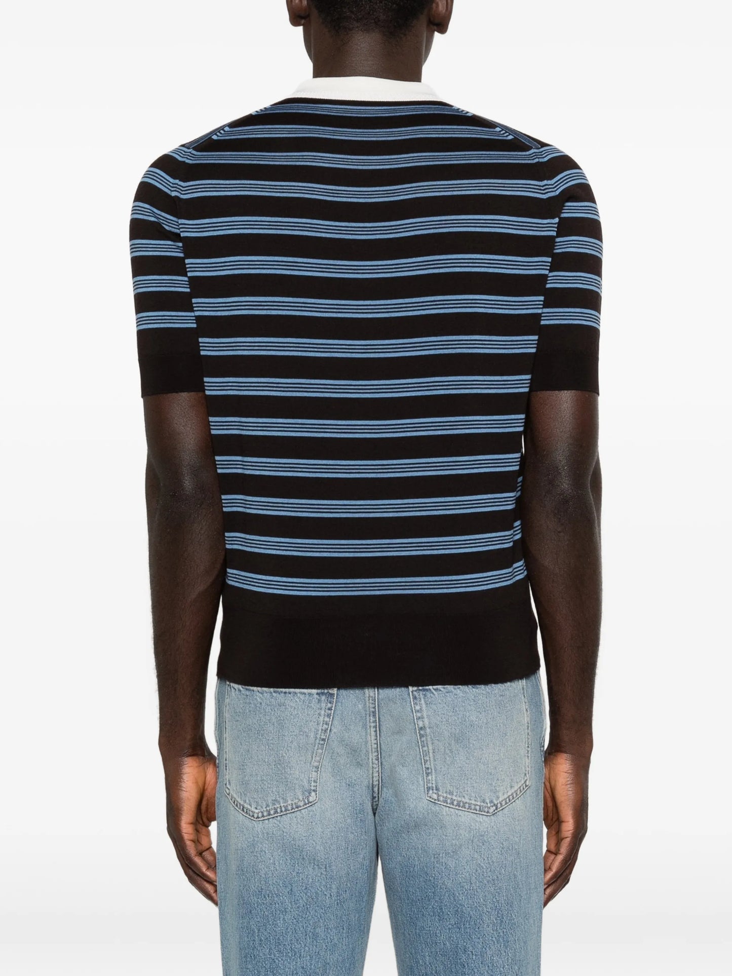striped knit polo shirt