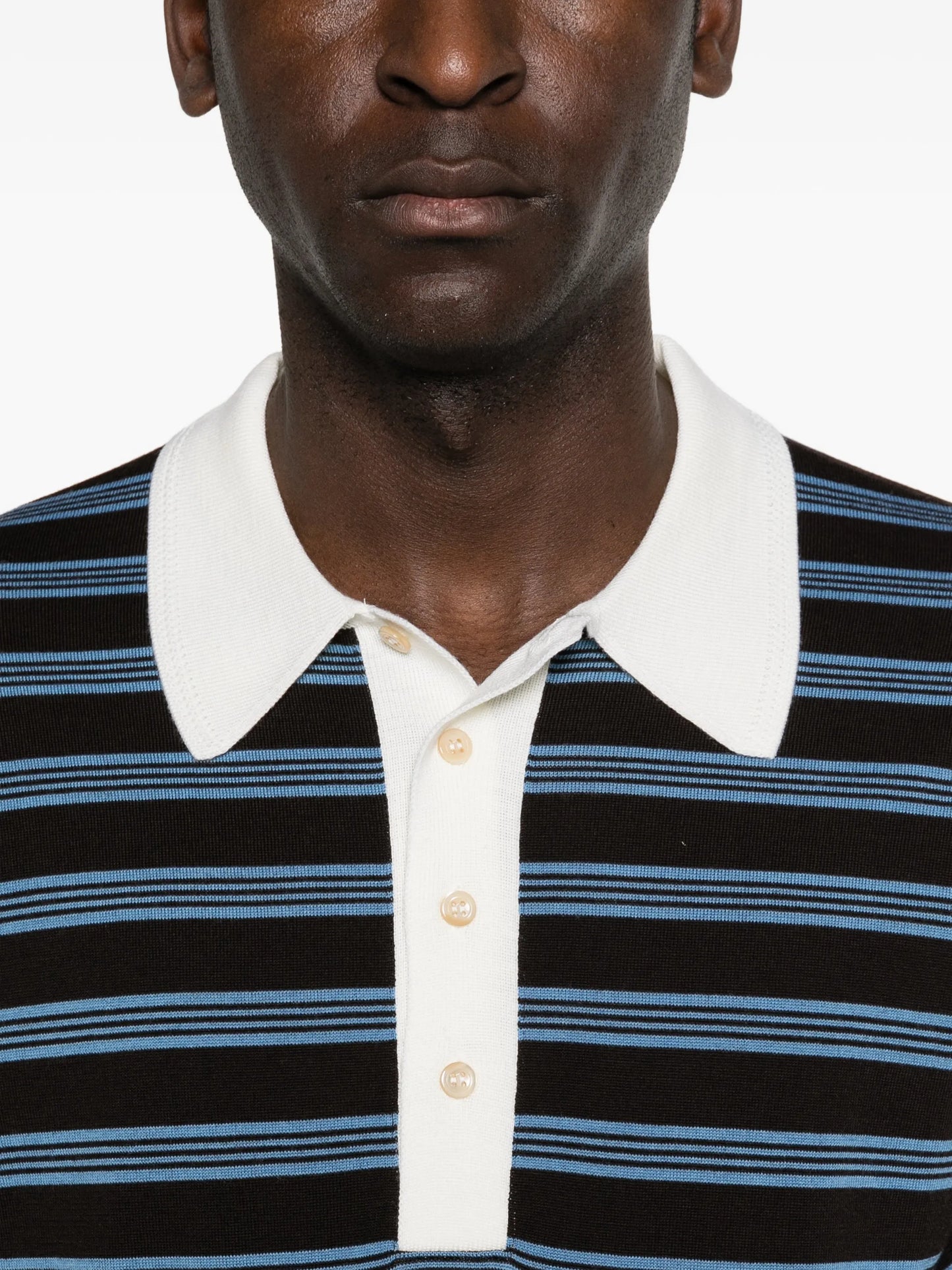x John Smedley striped polo shirt