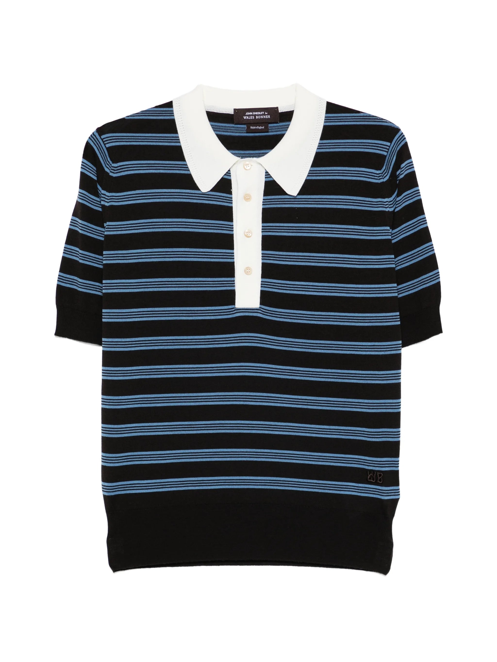 striped knit polo shirt