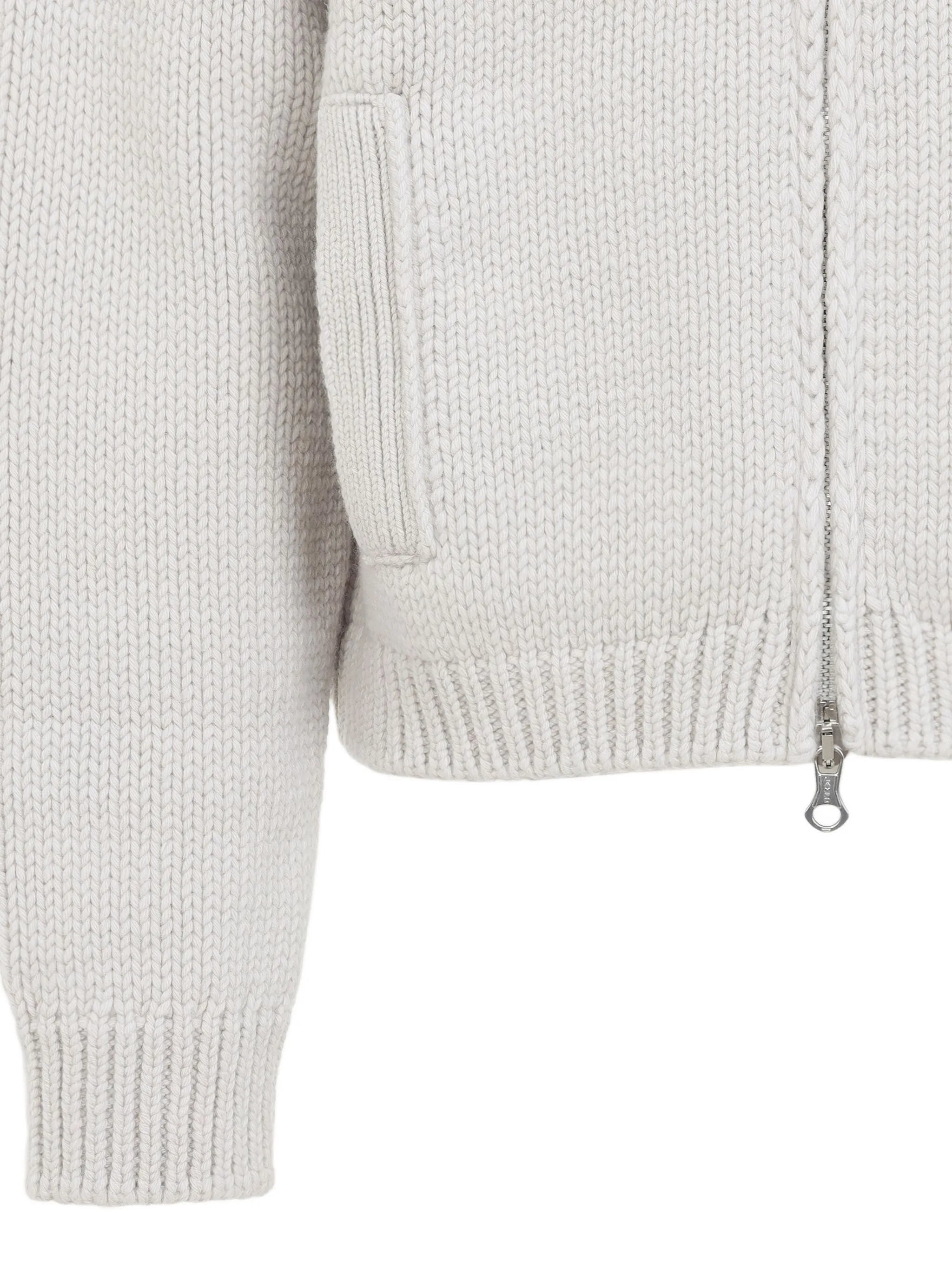 high-neck zip-front cardigan