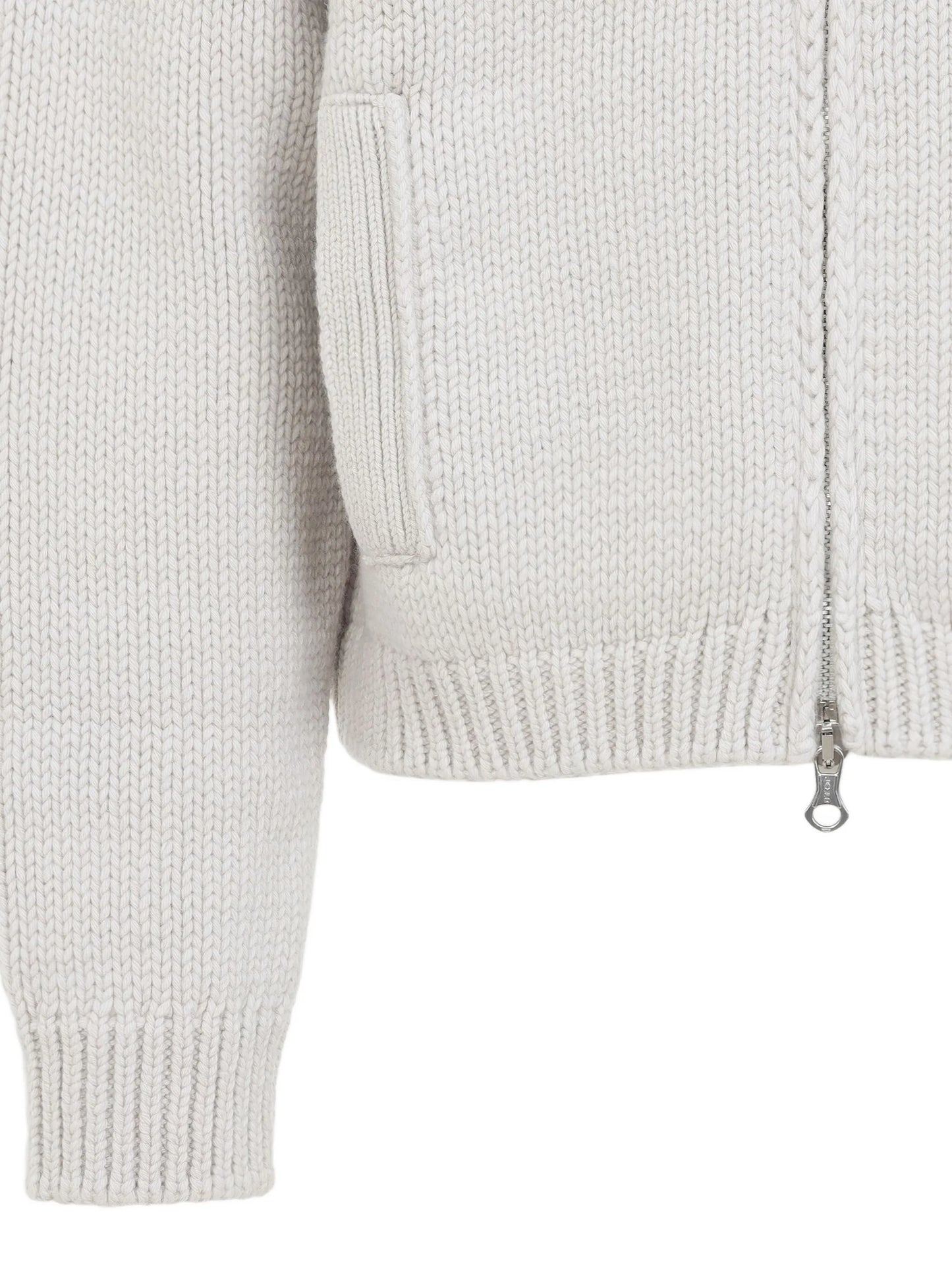 high-neck zip-front cardigan