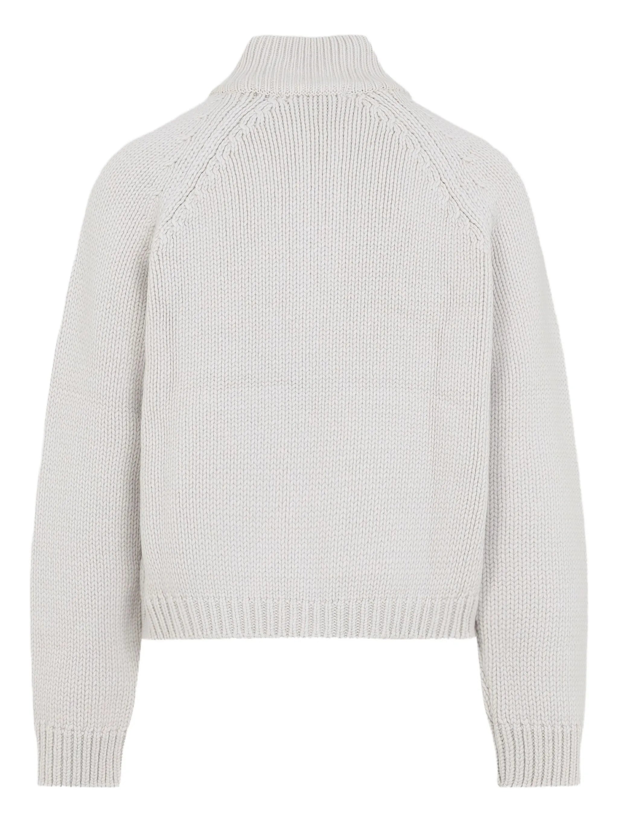 high-neck zip-front cardigan