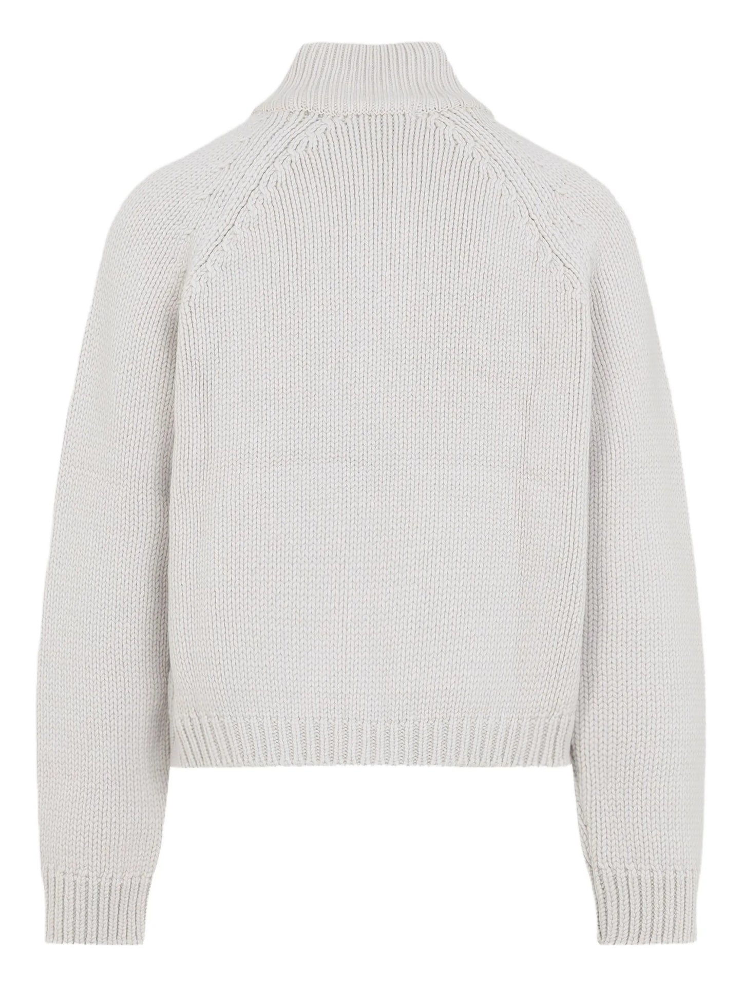 high-neck zip-front cardigan