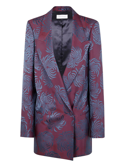 floral double-breasted jacket