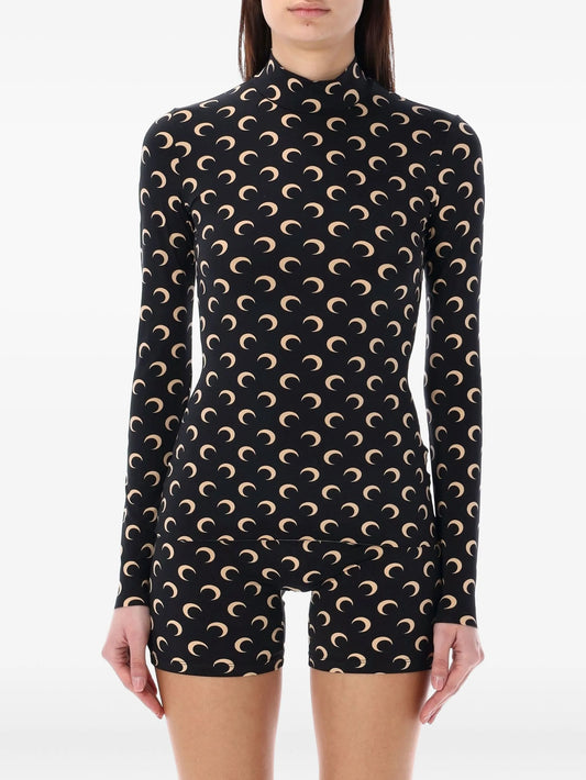 moon-print long-sleeve top